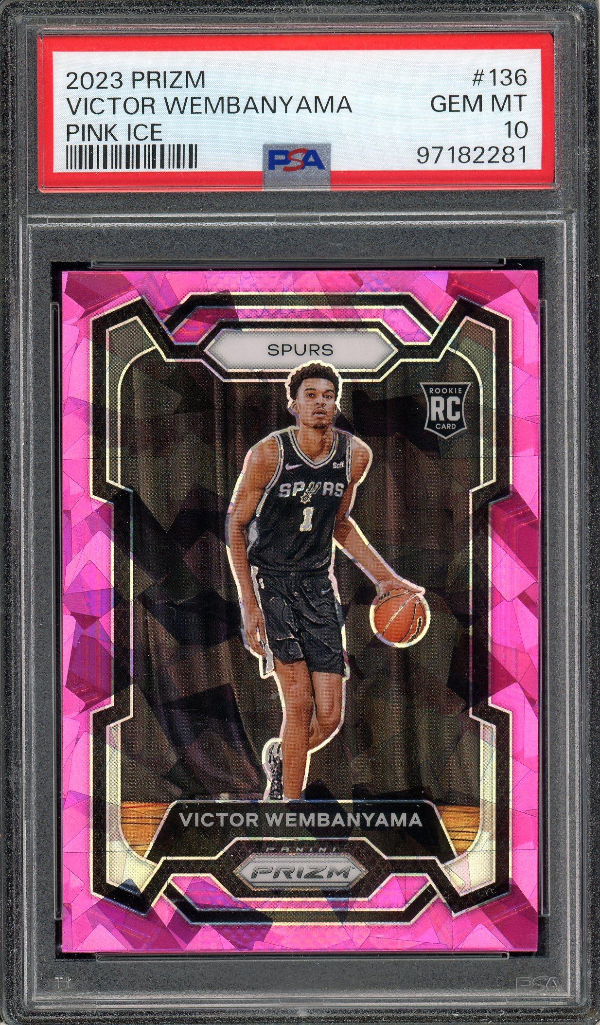 Victor Wembanyama 2023 Panini Prizm Pink Ice Rookie Card #136 PSA