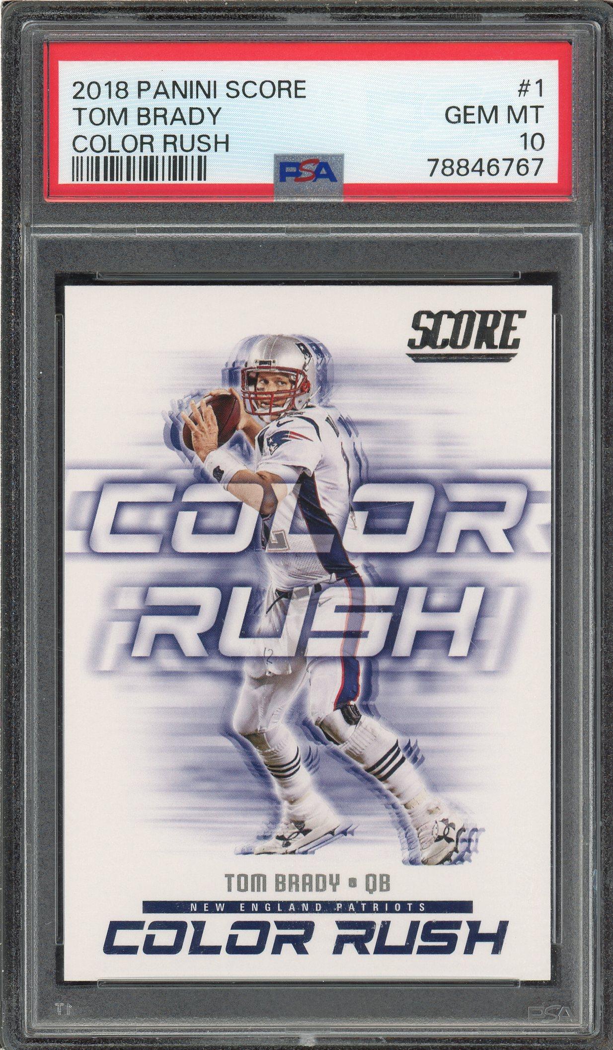 Tom Brady 2018 Panini Score Color Rush Card #1 PSA Gem Mint 10! | Auction of Champions Tom Brady 2018 Panini Score Color Rush Card #1 PSA Gem Mint 10! | Auction of Champions