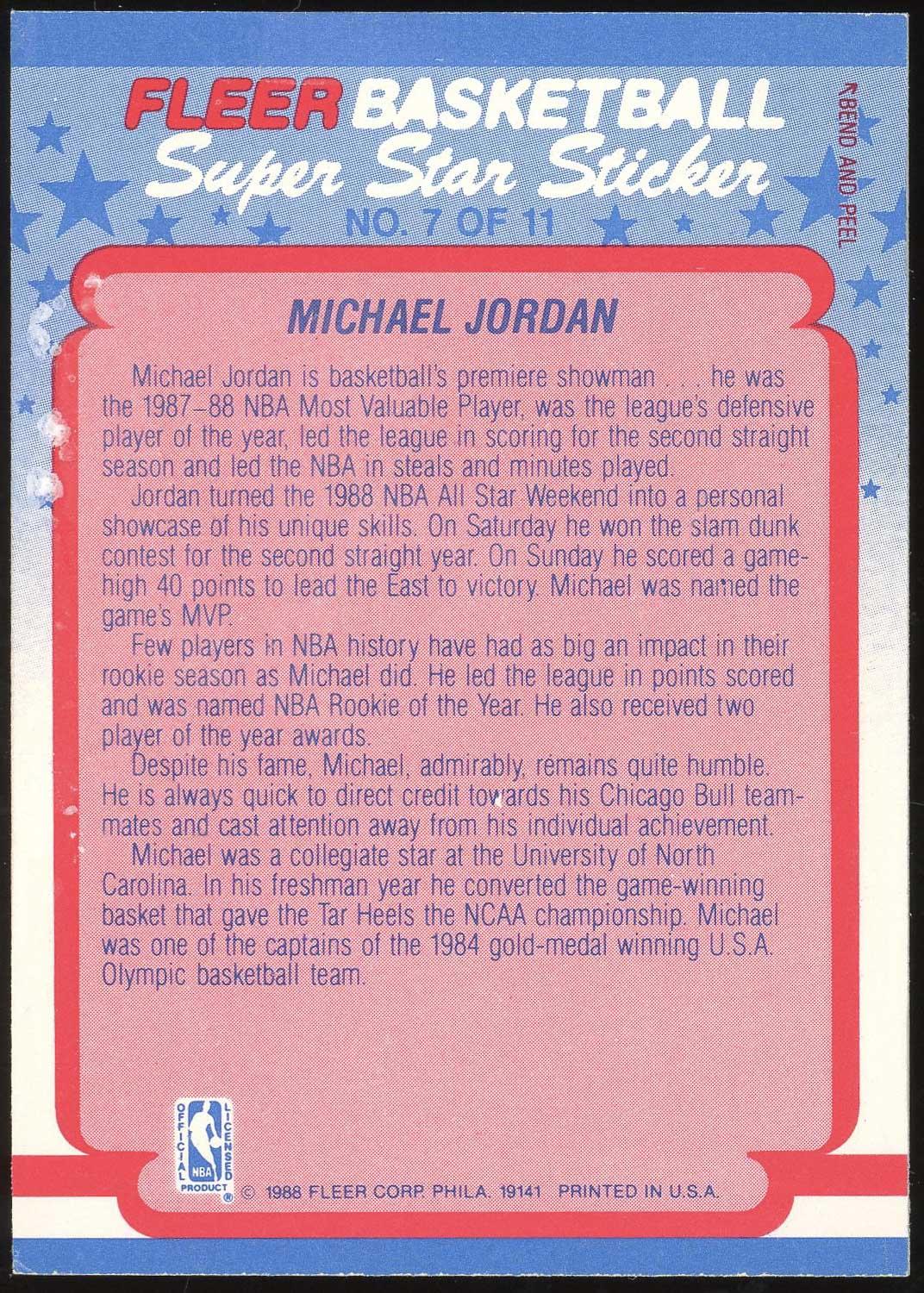 michael jordan fleer all star team card 1988