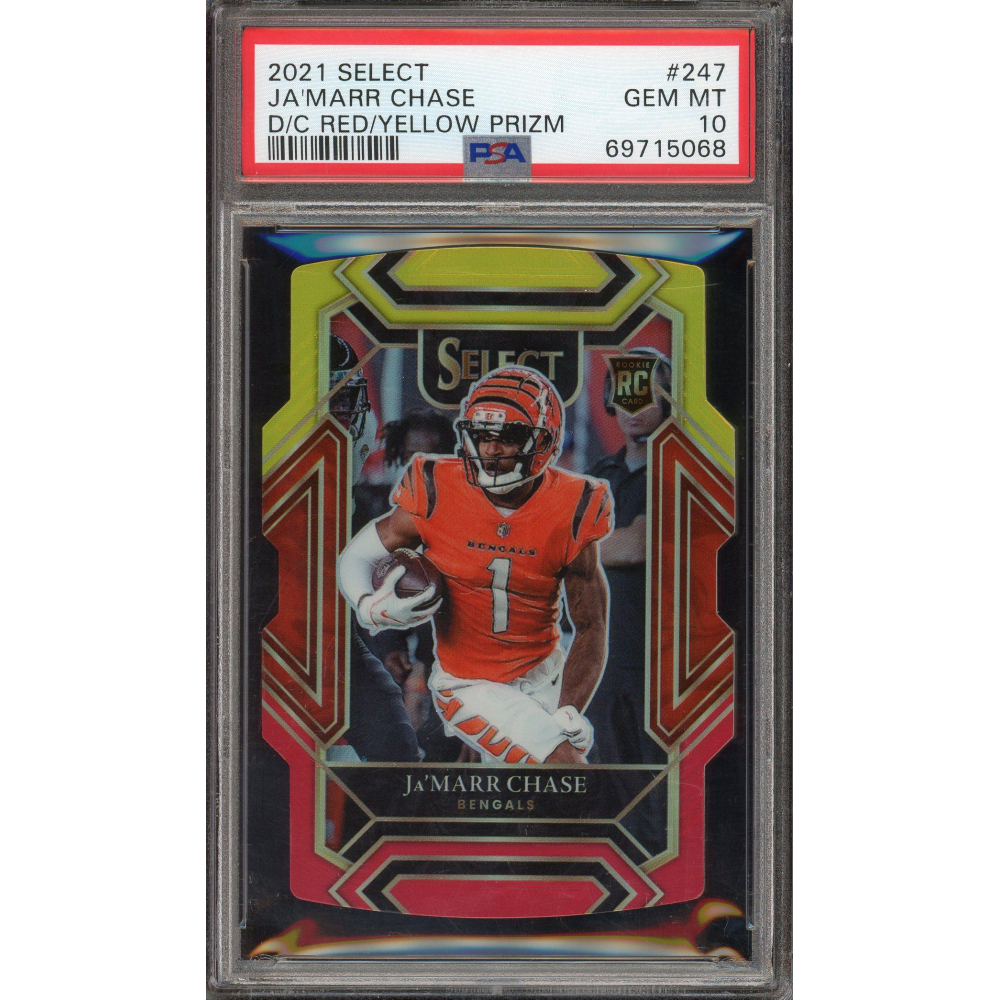 Ja'Marr Chase 2021 Panini Select Die Cut Red Yellow Prizm Rookie