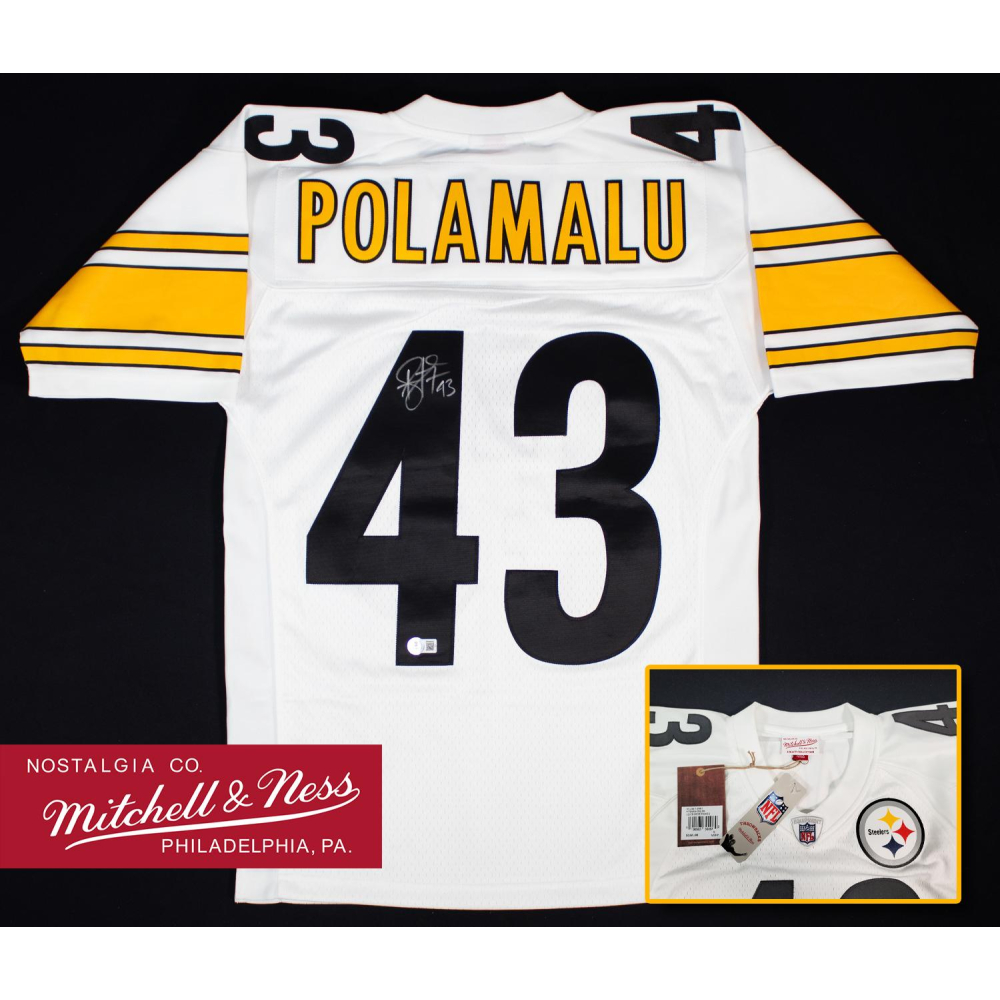 Troy Polamalu Signed Pittsburgh Steelers Mitchell & Ness Throwback