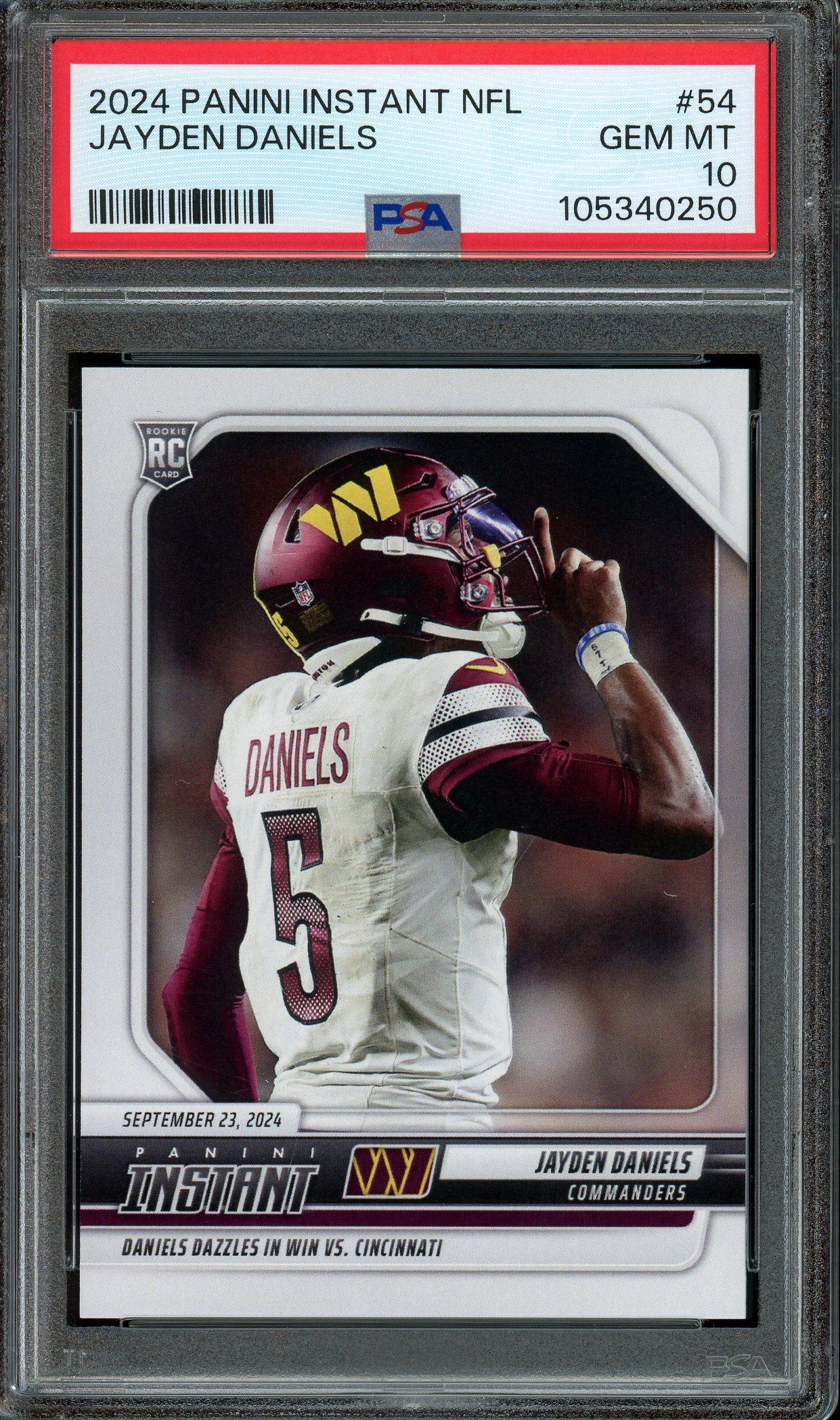 graded jayden daniels rookie cards 2024 Panini Score 35th Anniversary 2 PSA 10 Card Topps NOW offers trading cards featuring the NFLs best moments immediately after they occur Graded 2024 Panini Mosaic Jayden