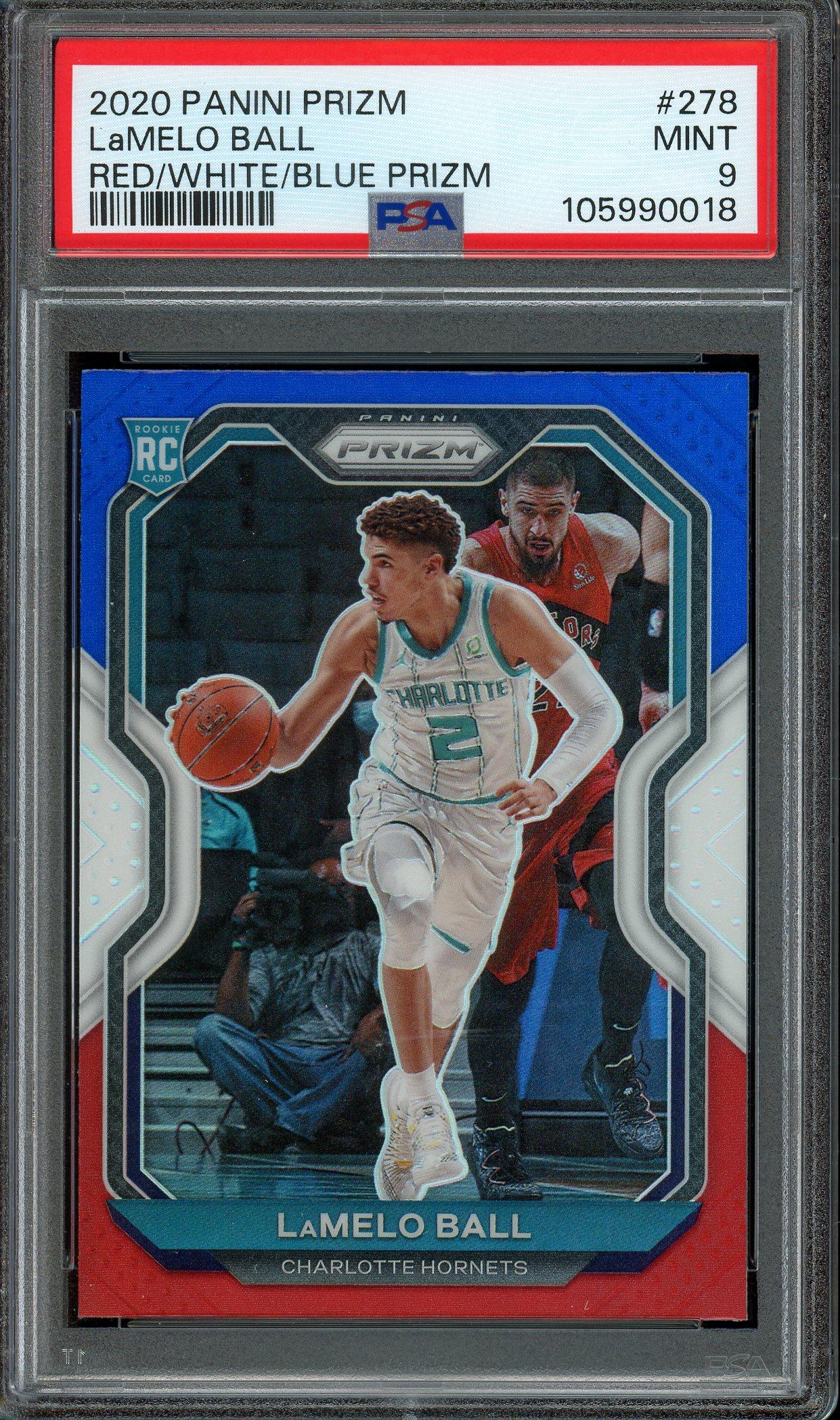 LaMelo Ball 2020 Panini Prizm Red, White, Blue Prizm Rookie Card #278 PSA 9 | Auction of Champions LaMelo Ball 2020 Panini Prizm Red, White, Blue Prizm Rookie Card #278 PSA 9 | Auction of Champions