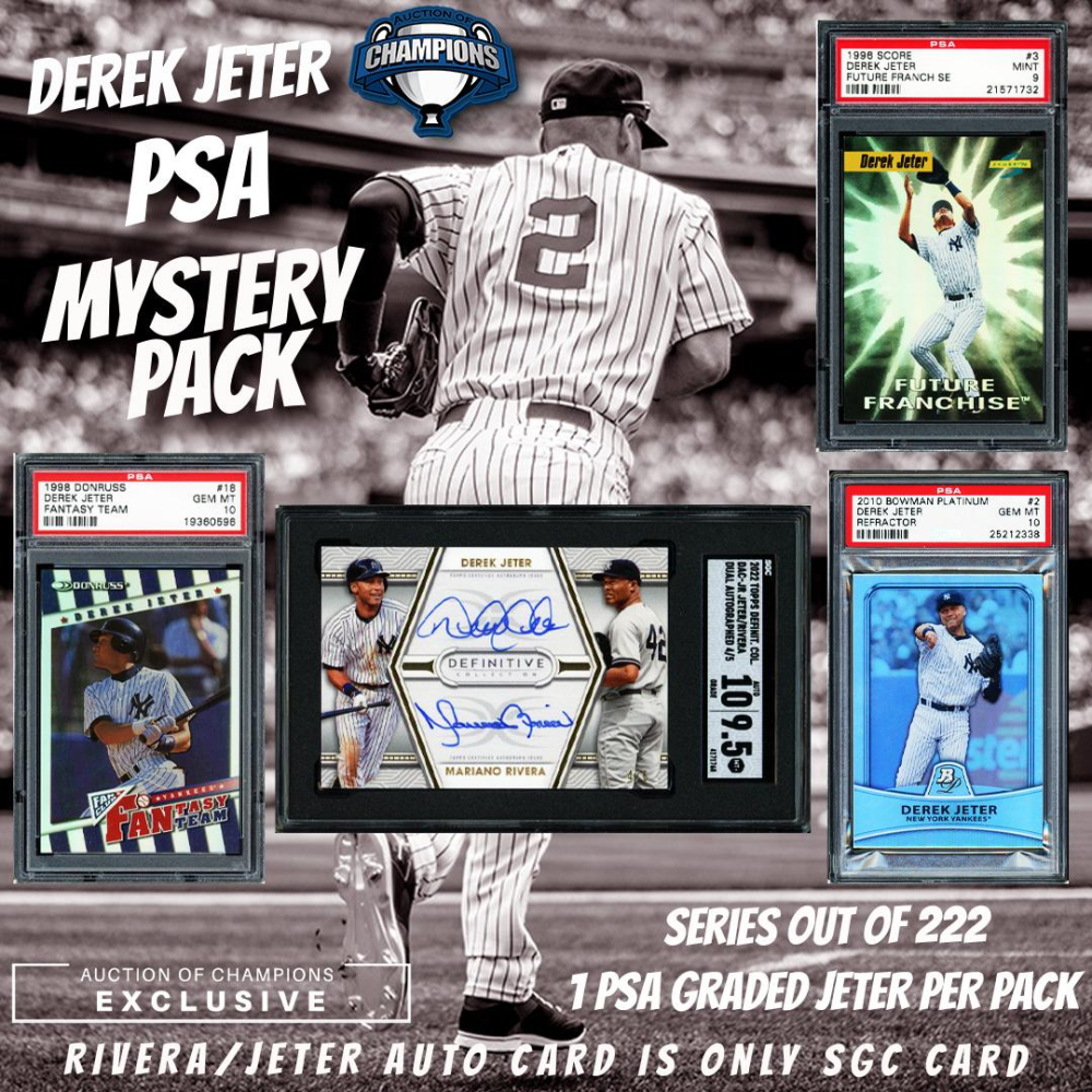 Derek Jeter Rare PSA Graded Card Mystery Pack Limited to 222! Look for the  Jeter/Rivera Dual On-Card Auto and Loads of Numbered Cards! | Auction of  Champions