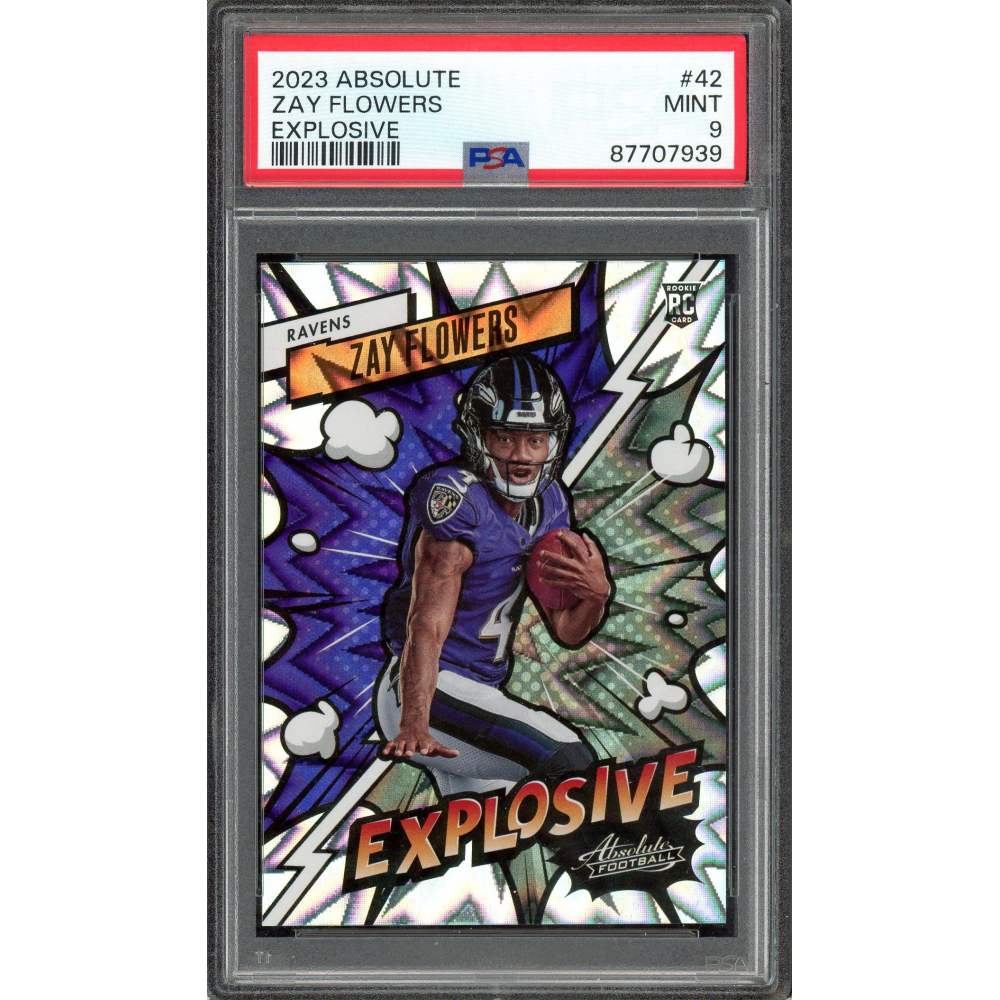 Zay Flowers 2023 Panini Absolute Explosive Rookie Card #42 PSA 9