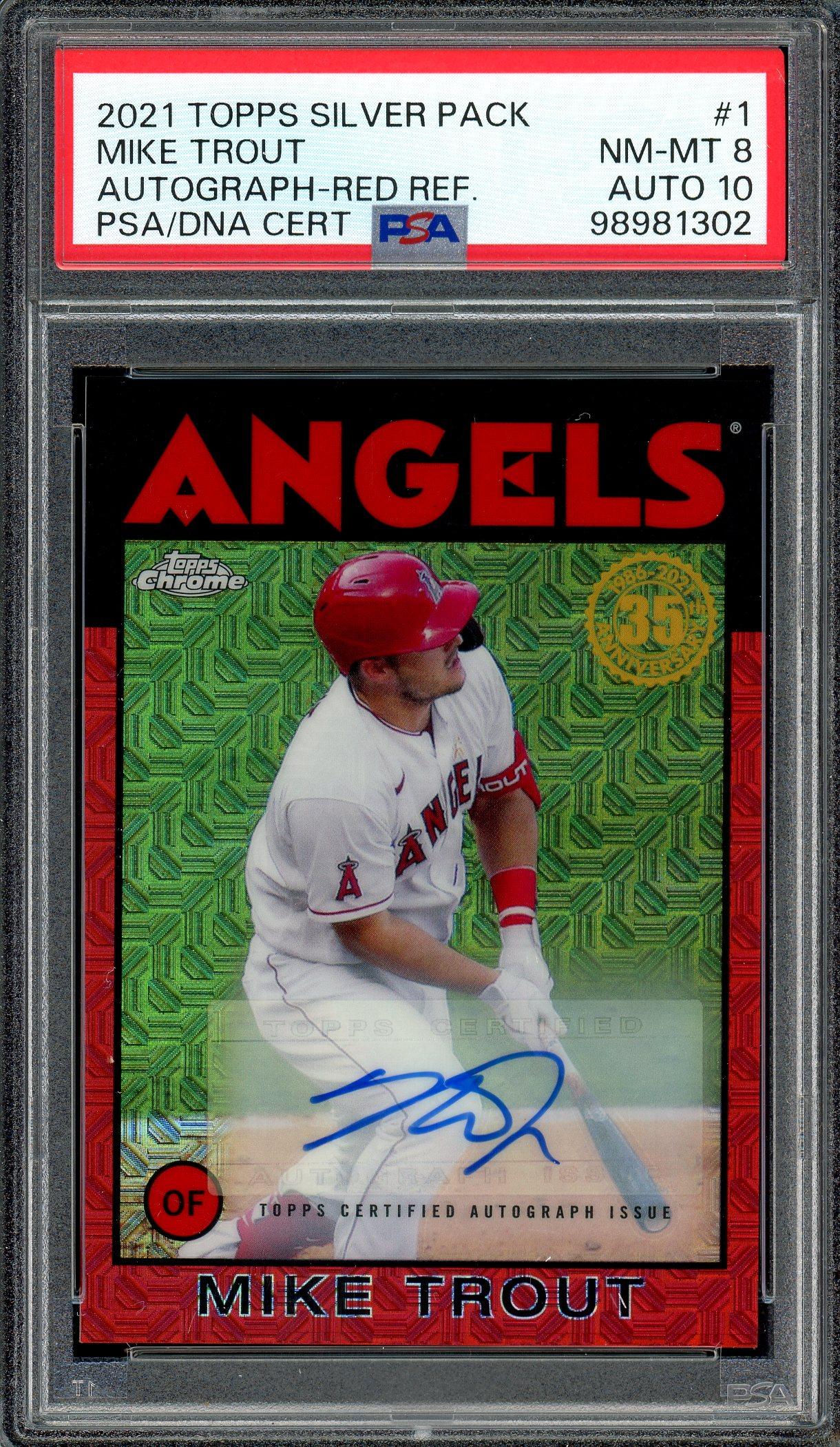 Mike Trout 2021 Topps Silver Pack Red Refractor Autograph Card 2/5