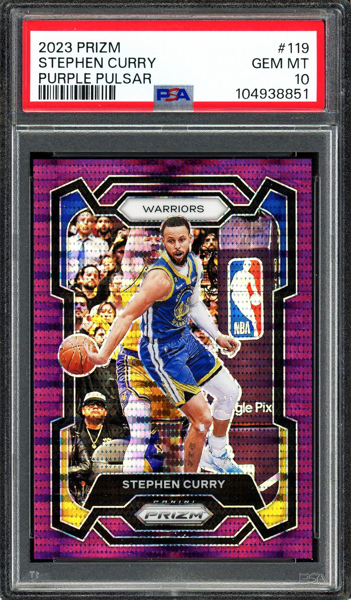 Stephen Curry 2023 Panini Prizm Purple Pulsar Card 3/35! PSA Gem