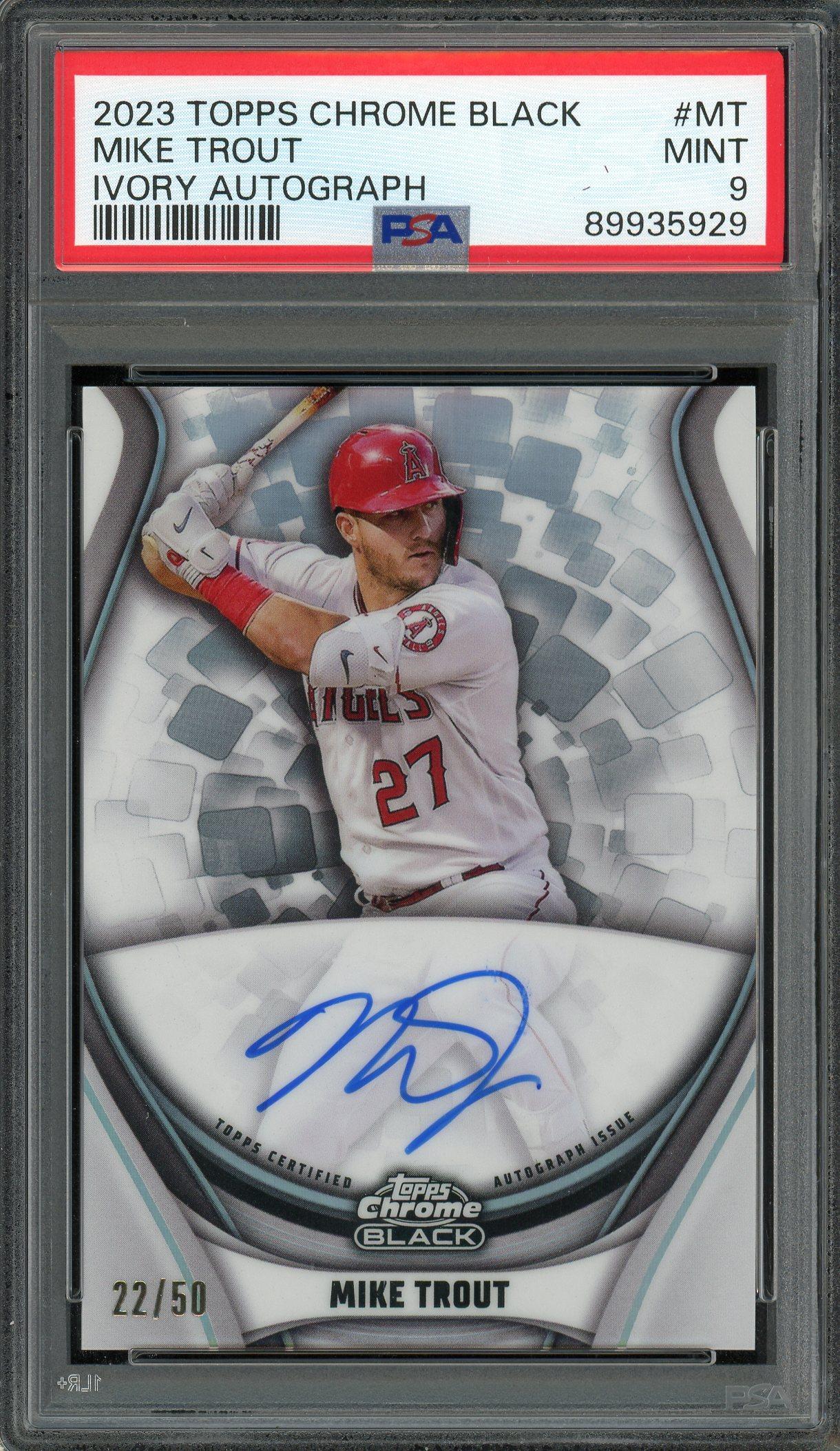 Mike Trout 2023 Topps Chrome Black Ivory Autograph Card 22/50! PSA
