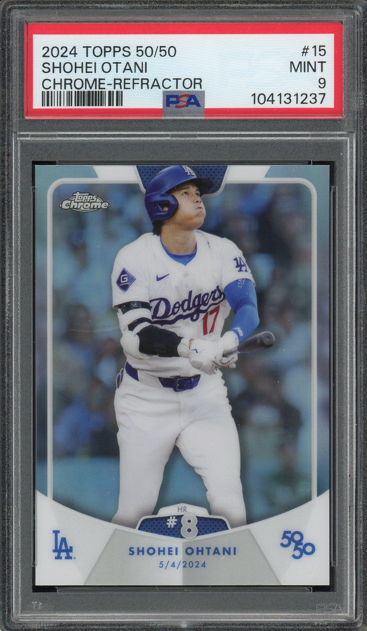 Shohei Ohtani 2024 Topps 50/50 Chrome Refractor Card #15 PSA 9