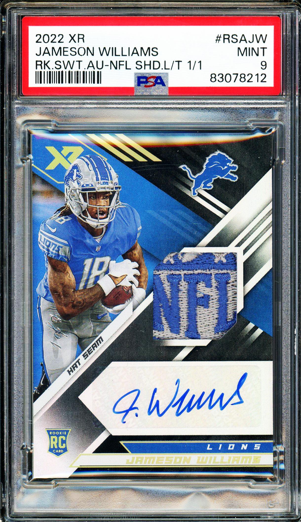 Jameson Williams 2022 Panini XR Sweater NFL Shield Rookie Patch