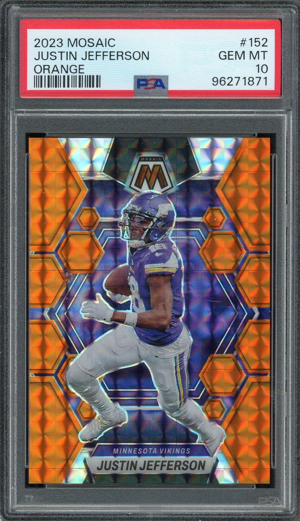 Justin Jefferson 2023 Panini Mosaic Orange Card 71/199! PSA Gem Mint 10 POP  5! | Auction of Champions