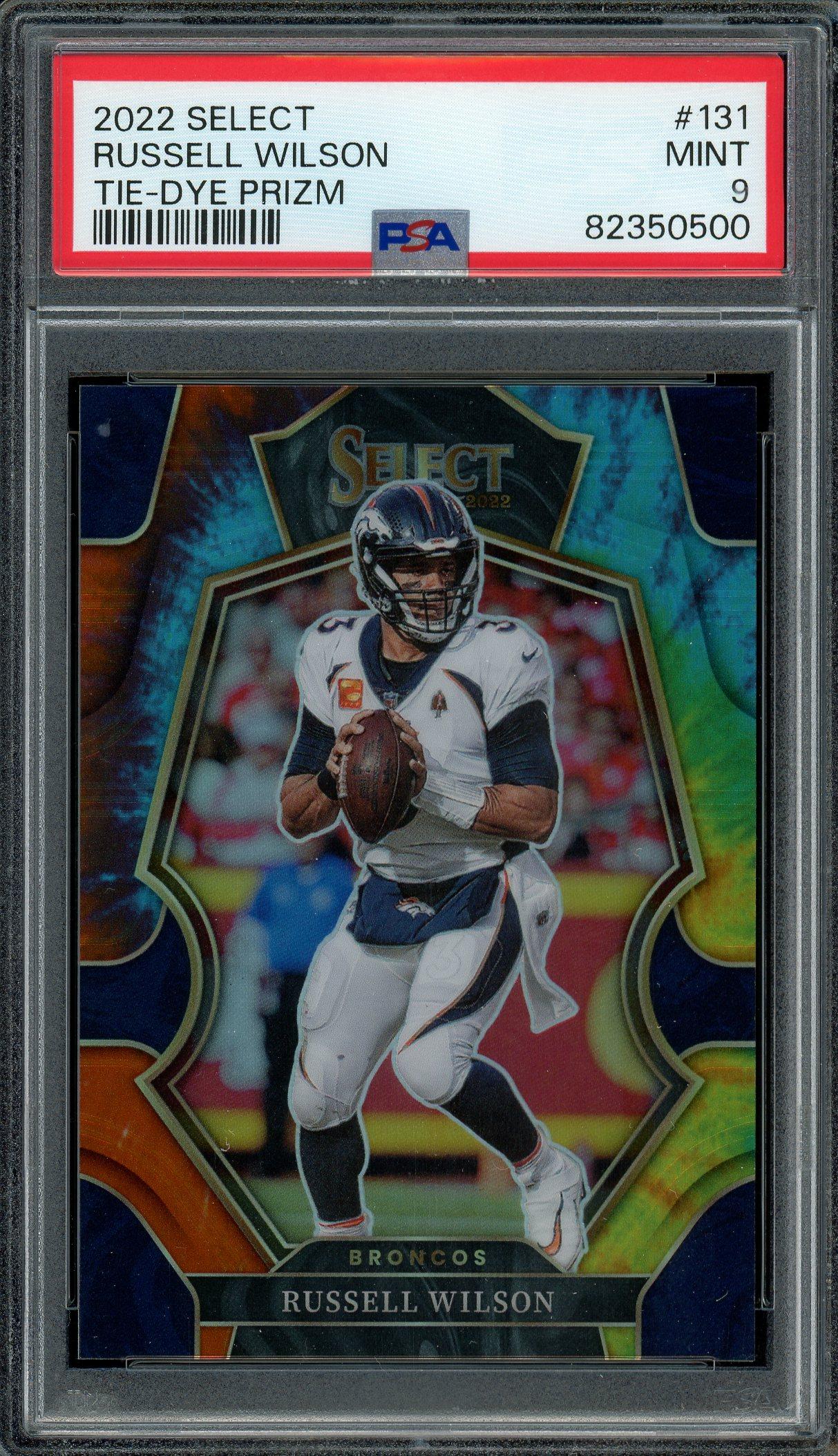 Russell Wilson 2022 Panini Select Tie Dye Prizm Card 16/25! PSA 9