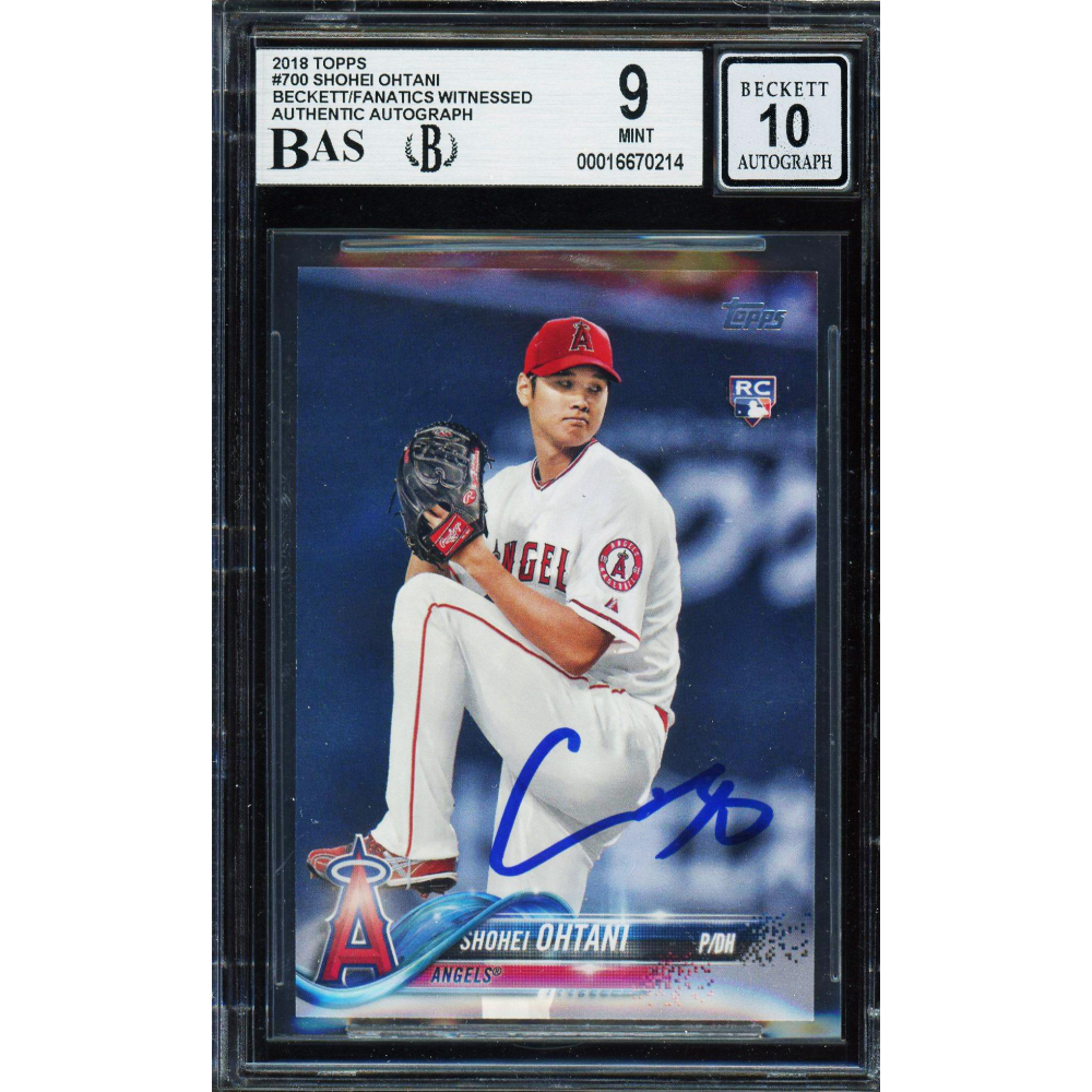Shohei Ohtani Signed 2018 Topps Rookie Card #700 BGS 9 Auto