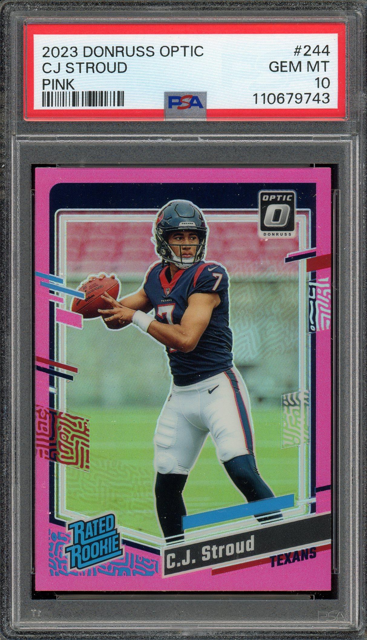 C.J. Stroud 2023 Donruss Optic Pink Rated Rookie Card #244 PSA Gem Mint 10!  | Auction of Champions