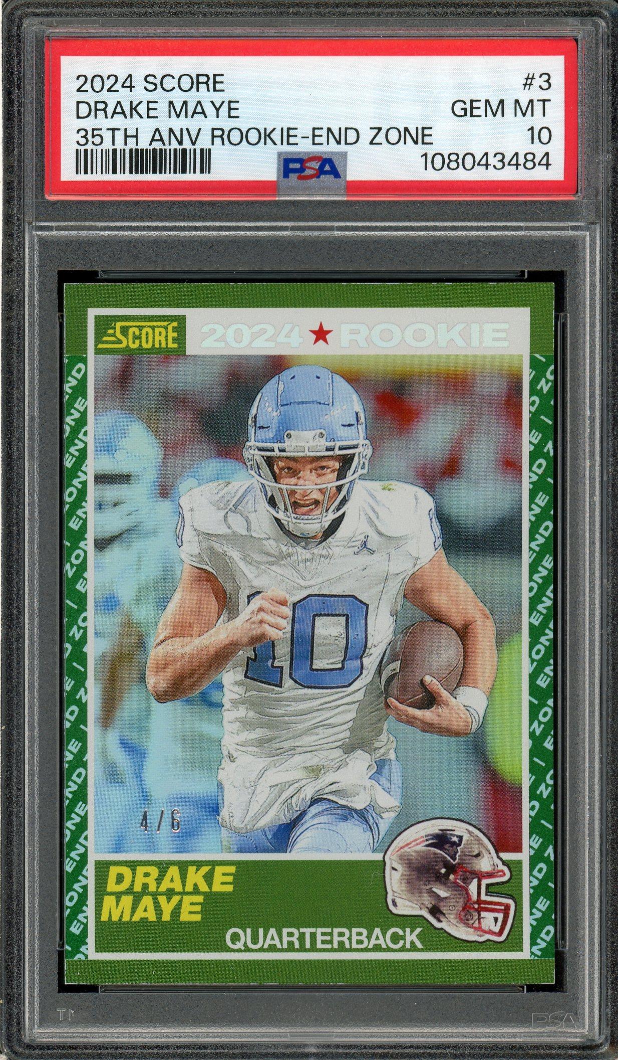 Drake Maye 2024 Score 35th Anniversary End Zone Rookie Card 4/6