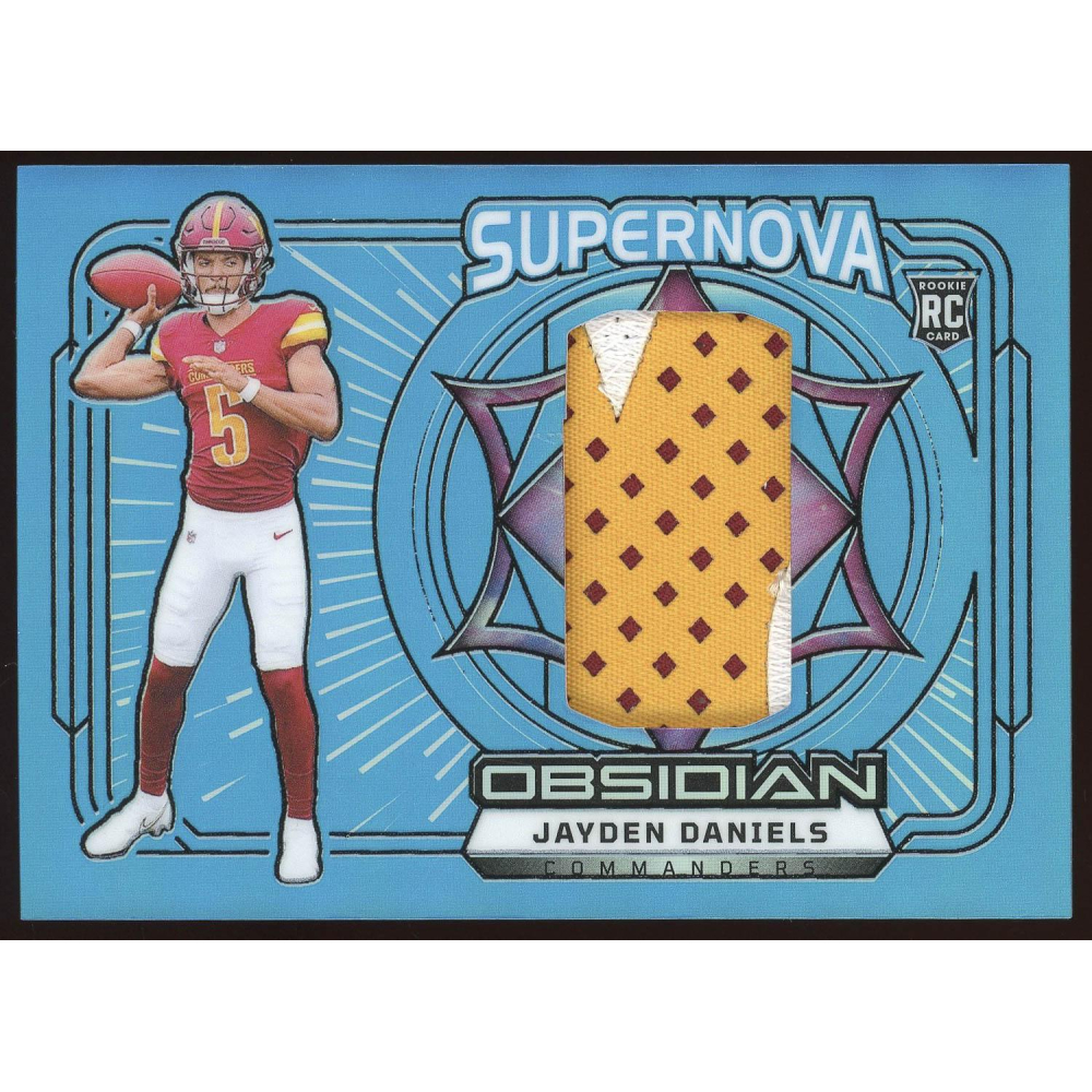 Jayden Daniels 2024 Panini Obsidian Supernova Rookie Patch Blue