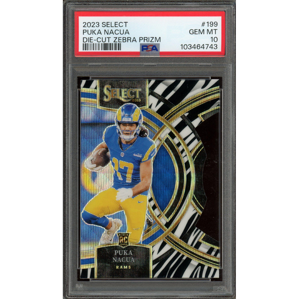 Puka Nacua 2023 Panini Select Die Cut Zebra Prizm Rookie Card #199