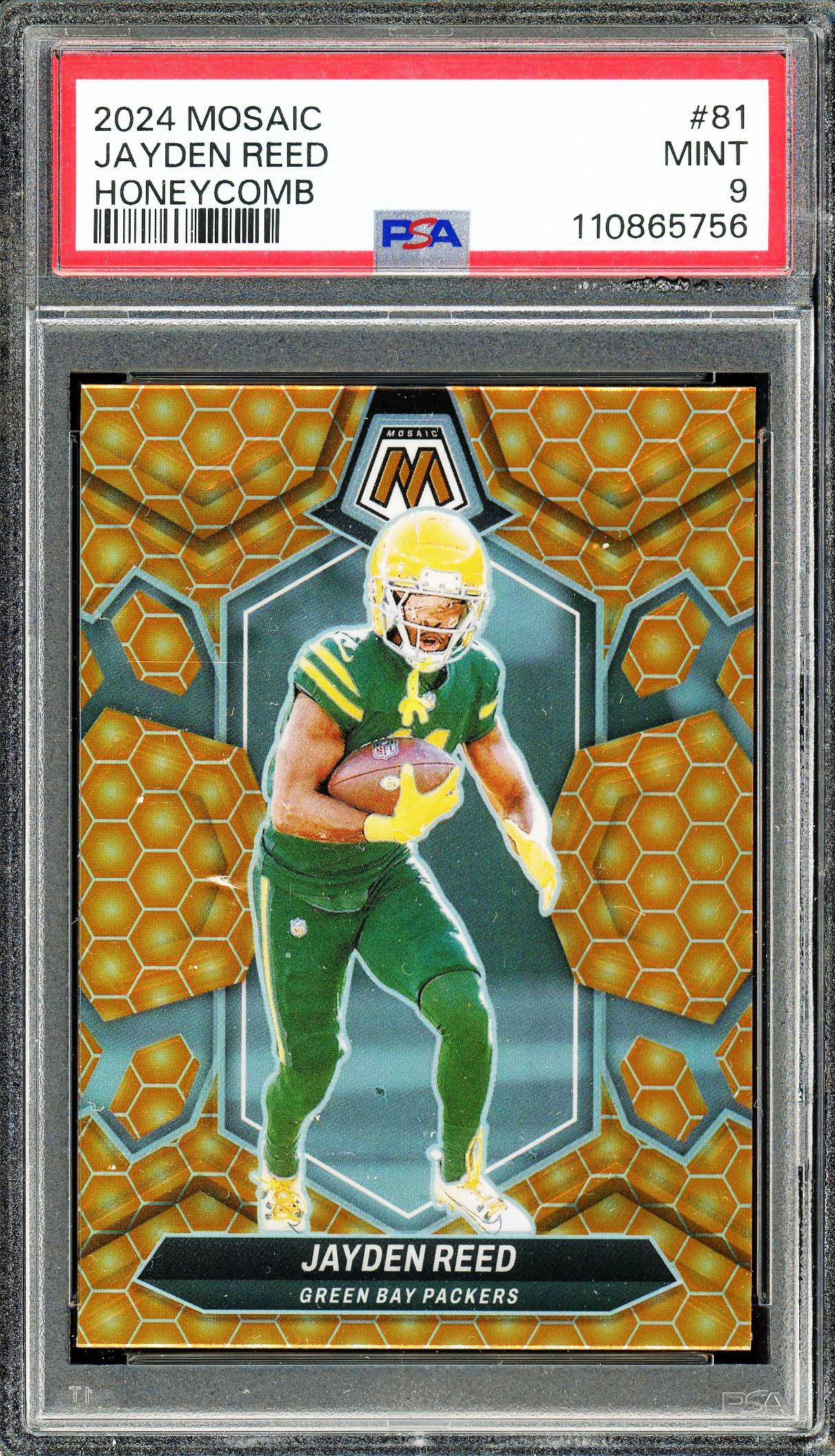 ヘデントール　スペシャルインサートカード Jayden Reed 2024 Panini Mosaic Honeycomb Card #81 PSA 9 POP 3