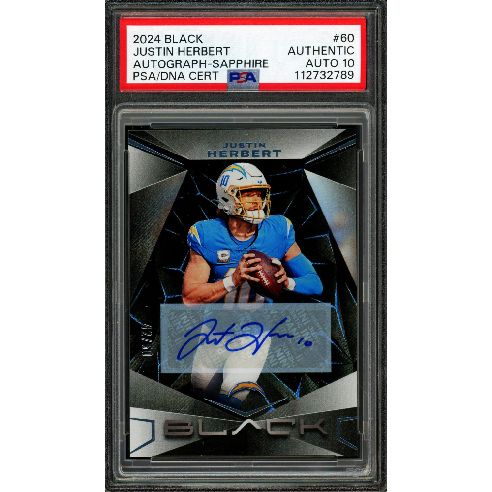Justin Herbert Signed 2024 Panini Black Sapphire Autograph Card 42