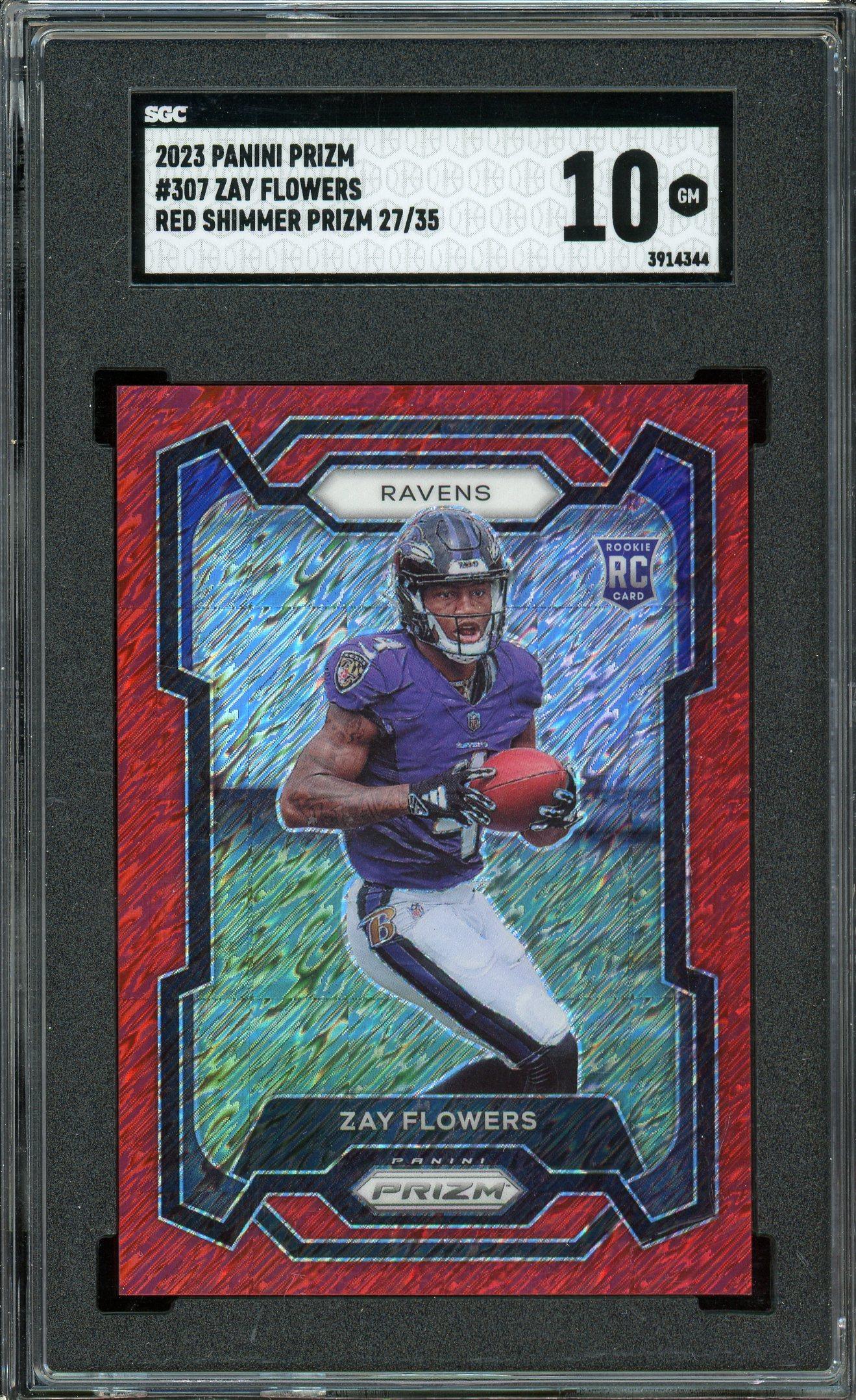Zay Flowers 2023 Panini Prizm Red Shimmer Prizm Rookie Card