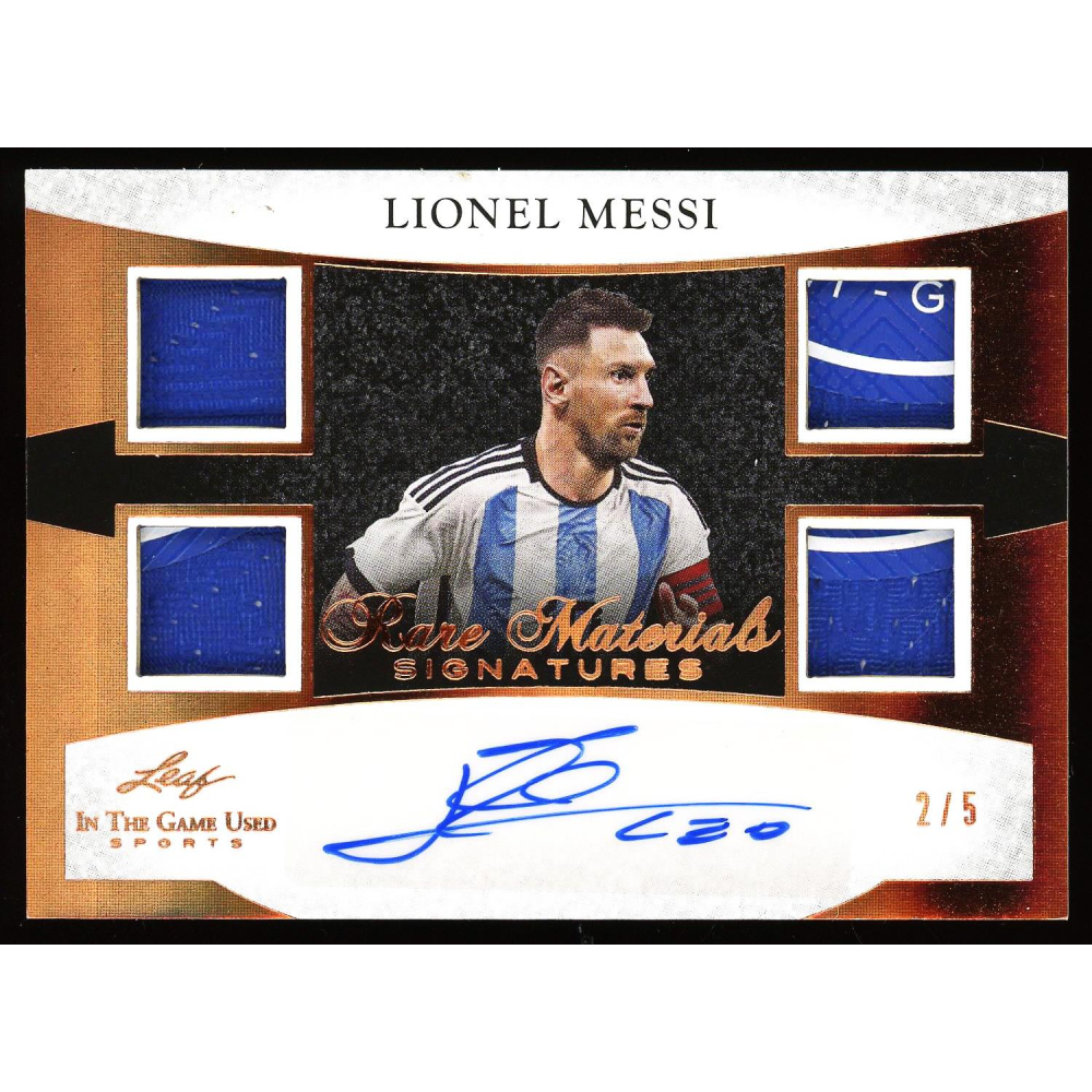 Match-Usedメモラ メッシ ジャージーカード Lionel Messi 2024 Leaf In The Game Used Quad Jersey Patch