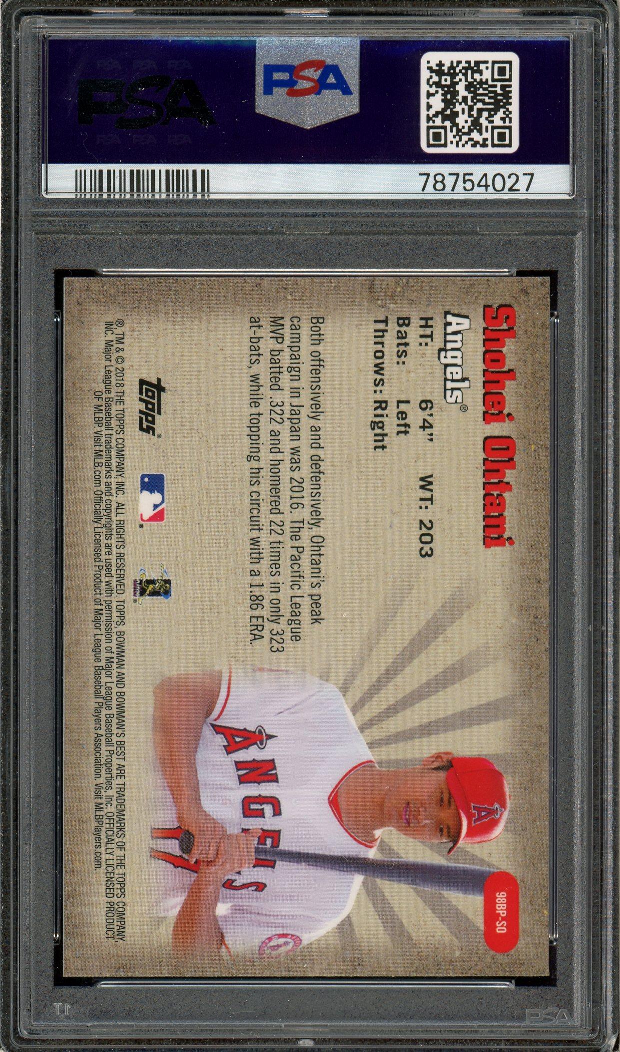 大谷翔平 2018 Bowman's Best 1998 Performers Shohei Ohtani 2018 Bowman's Best #98BP-SO 1998 Best