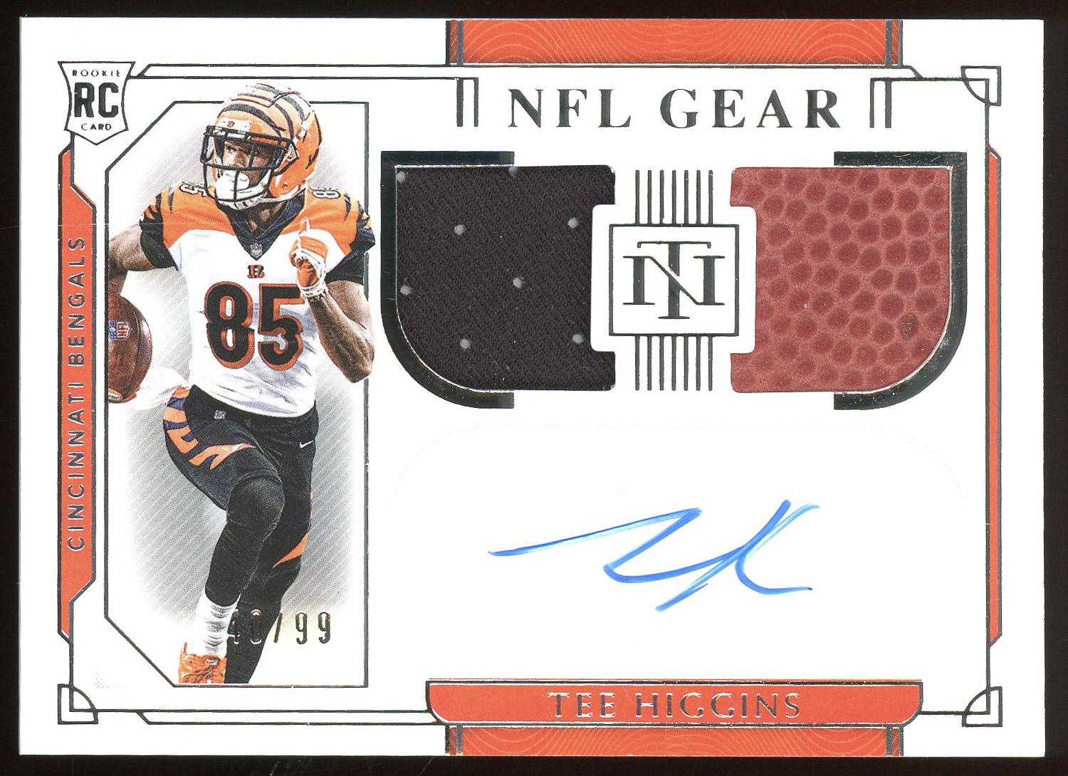 Tee Higgins 2020 Panini National Treasures NFL Gear Rookie Dual