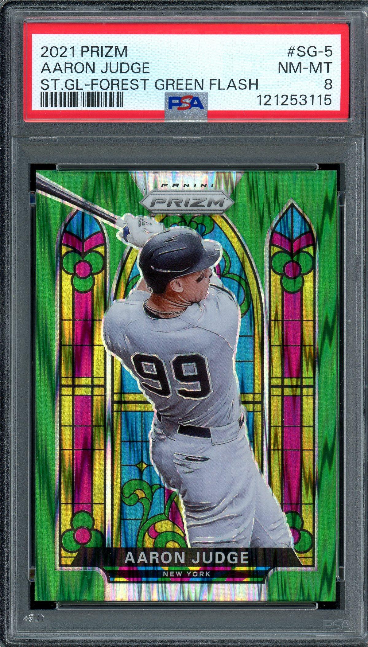 Aaron Judge 2021 Panini Prizm Stained Glass Forest Green Flash
