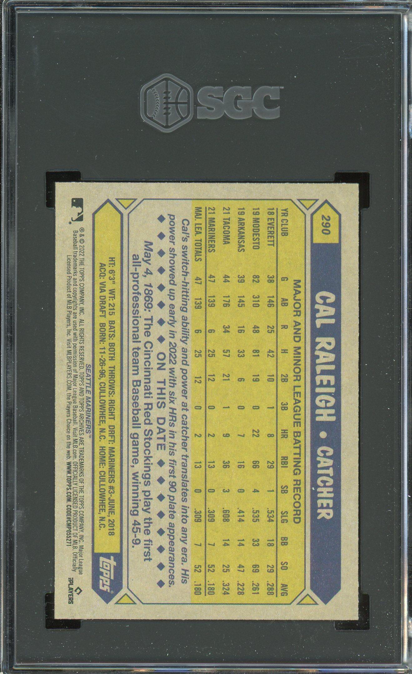 Cal Raleigh 2022 Topps Archives Rookie Card #290 SGC 9.5 | Auction of ...