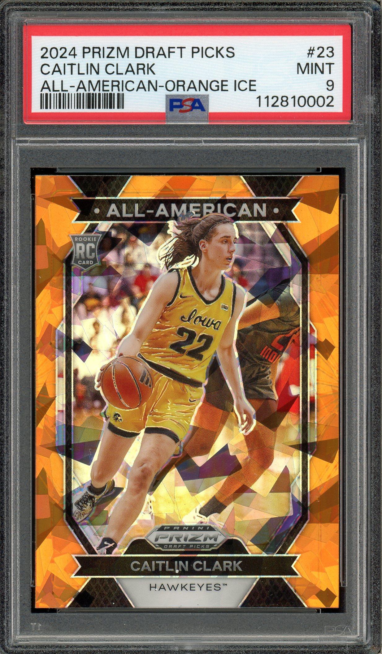 Caitlin Clark 2024 Panini Draft Picks All American Orange Ice Card