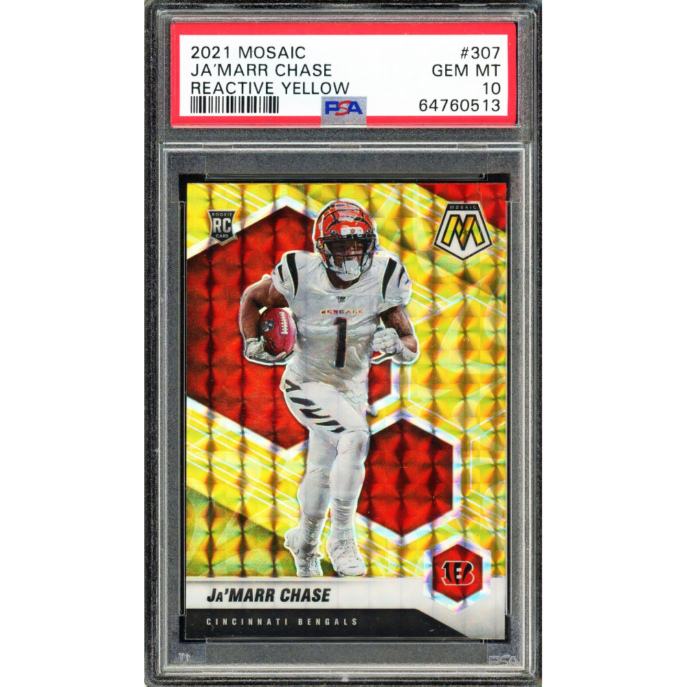 Ja'Marr Chase 2021 Panini Mosaic Reactive Yellow Rookie Card #307