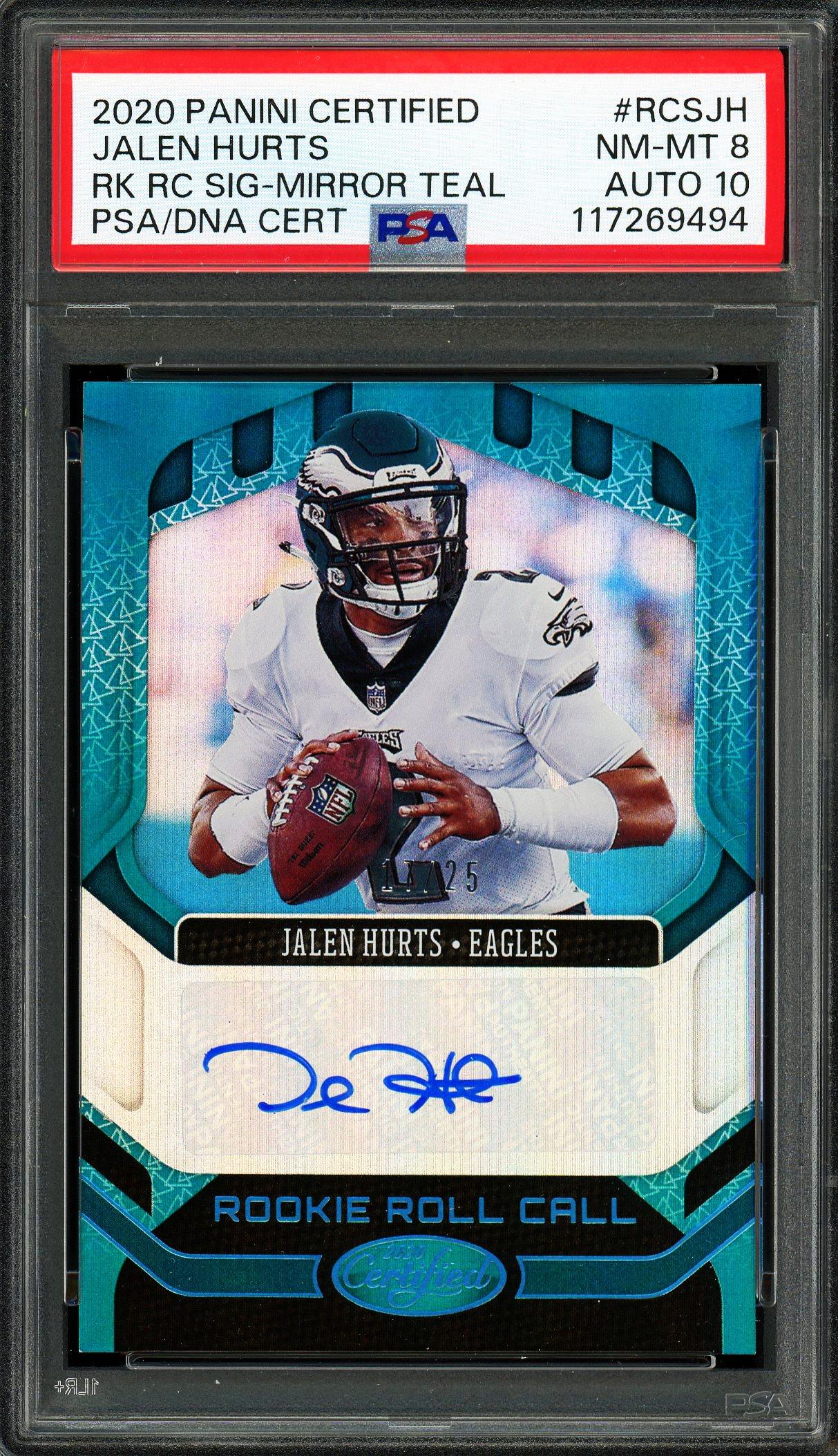 Jalen Hurts 2020 Panini Certified Mirror Teal Rookie Signature