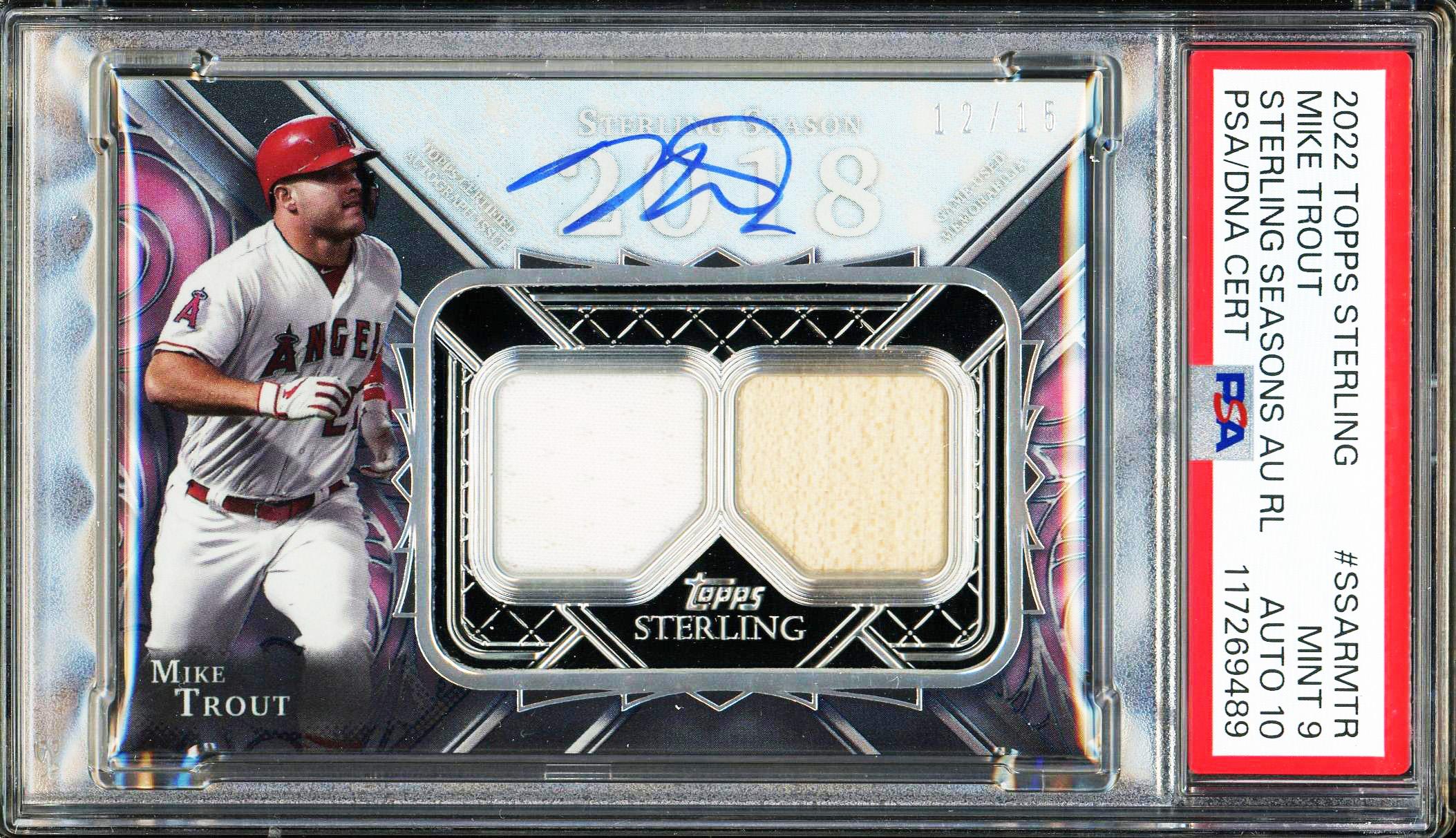 Mike Trout 2022 Topps Sterling Relics Dual Patch Autograph Card 12