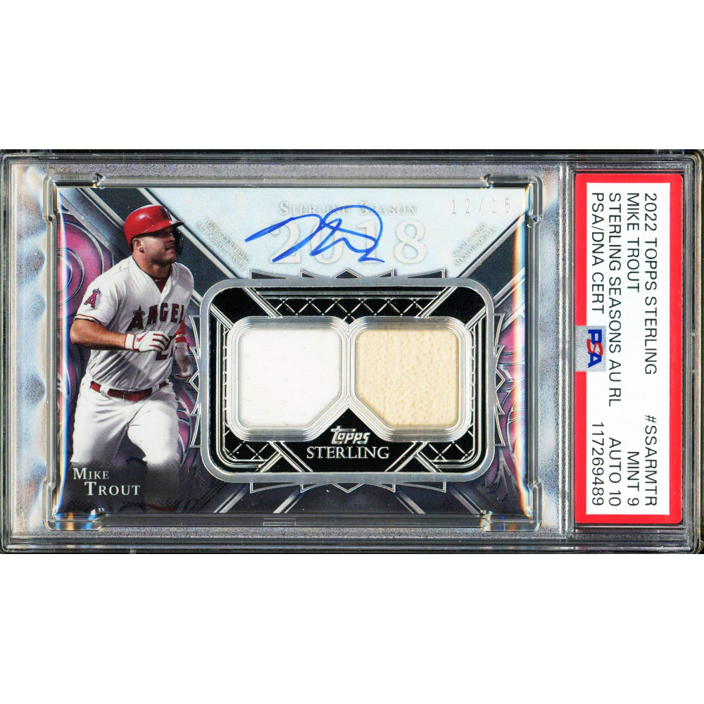 Mike Trout 2022 Topps Sterling Relics Dual Patch Autograph Card 12