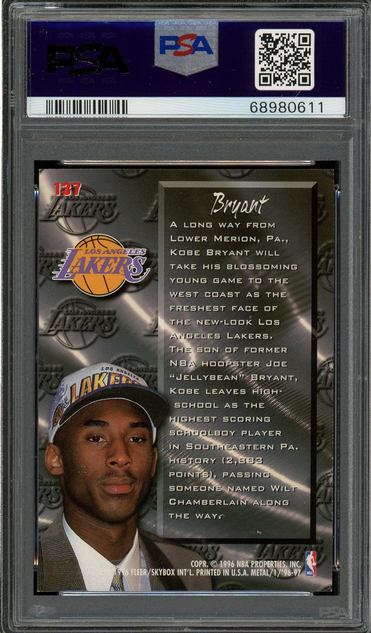 Kobe Bryant 1996 Fleer Metal Fresh Foundation Rookie Card #137 PSA