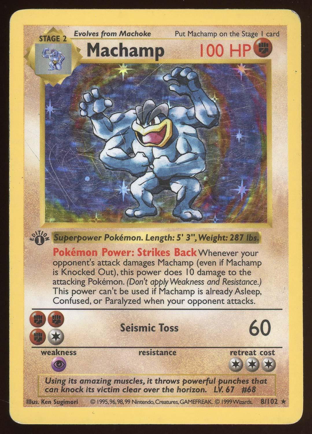 Machamp 1999 First Edition Pokemon Holographic Shadowless Card | Auction of  Champions