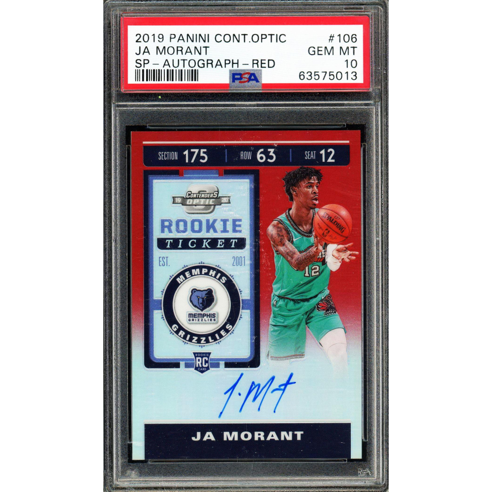 Ja Morant 2019 Panini Contenders Optic SP Red Autograph Card