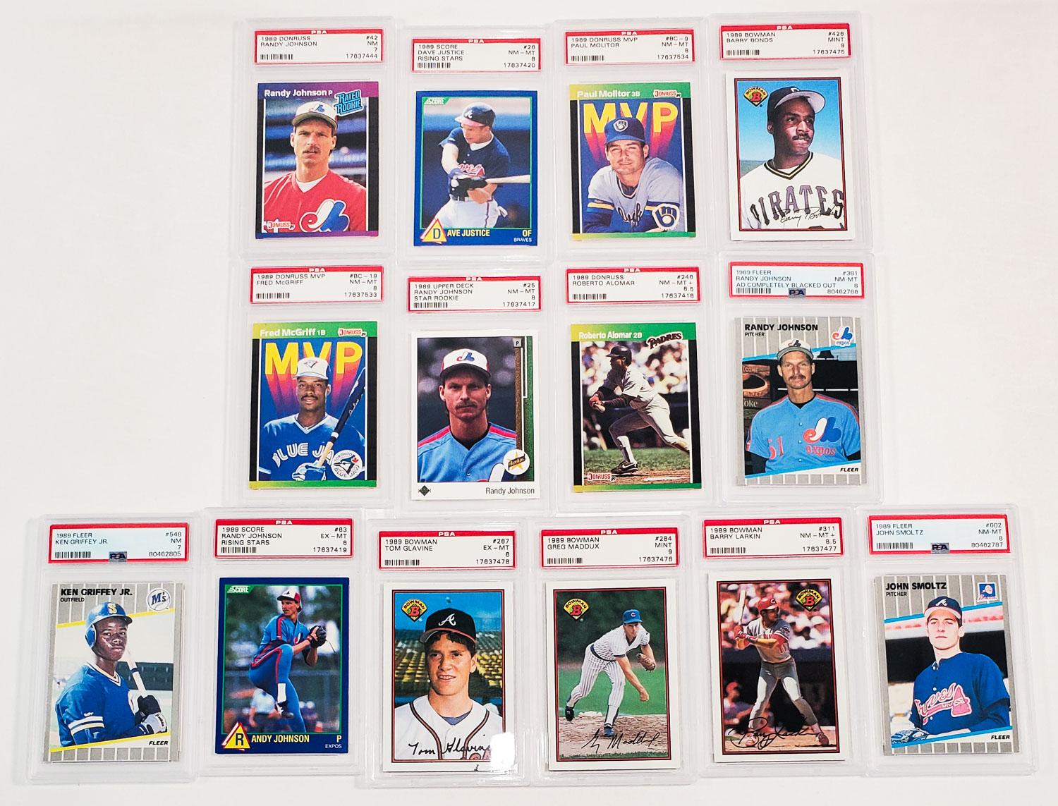 Lot of (14) 1989 PSA Graded Baseball Cards w/ Ken Griffey Jr. & Randy ...