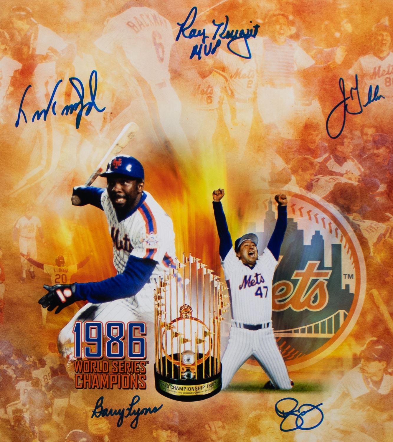 1986 Mets (x5) Signed 11x14 Photo w/ Ray Knight 
