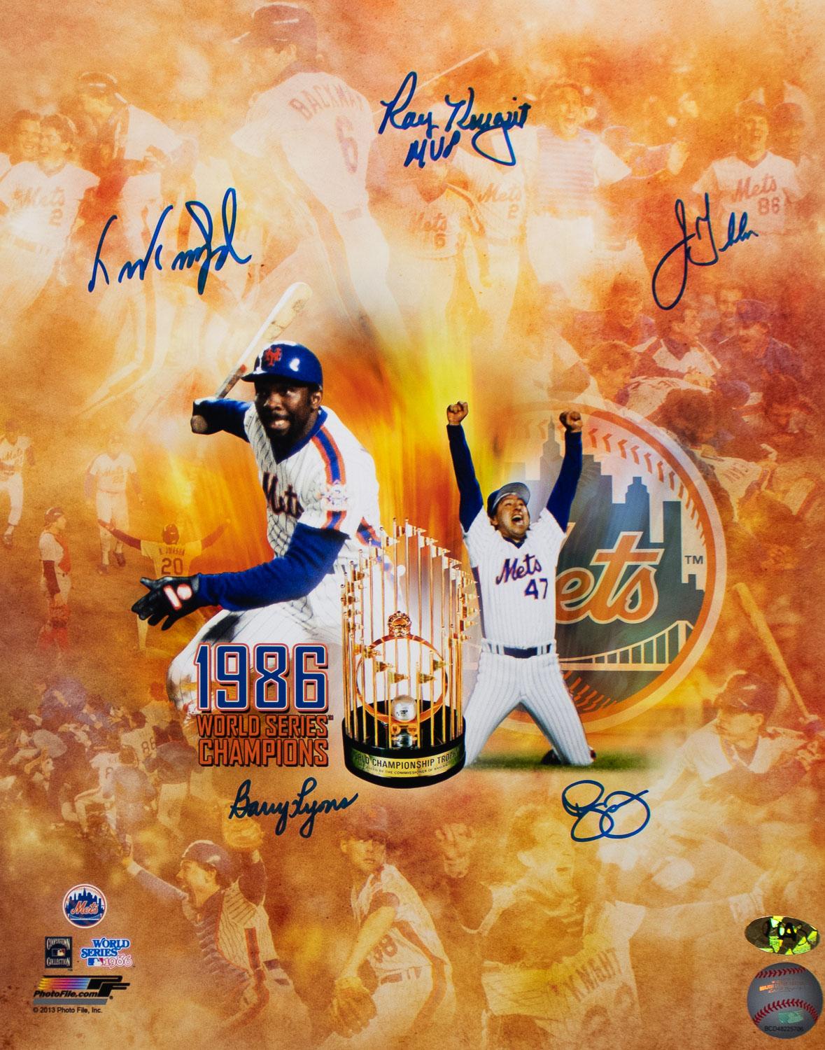 1986 Mets (x5) Signed 11x14 Photo w/ Ray Knight 