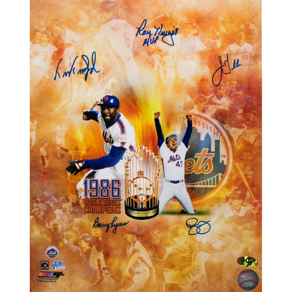 1986 Mets (x5) Signed 11x14 Photo w/ Ray Knight 