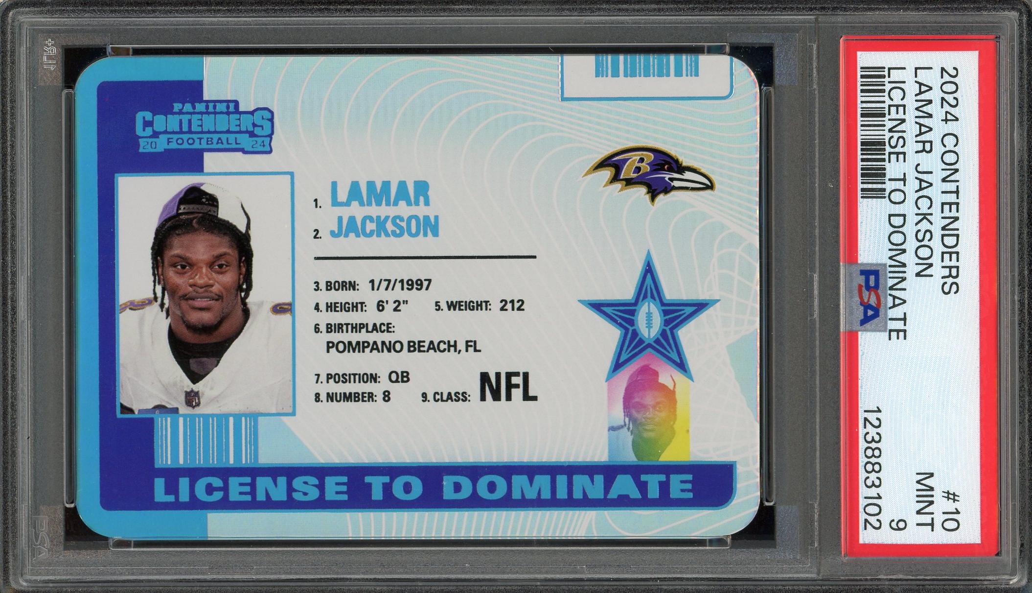 lamar jackson graded card 2022 Panini Illusions Football  Retail 7 (9.0 MINT) GEM MT 10 2018 PANINI UNPARALLELED ROOKIE FOCUS card featuring LAMAR JACKSON 2018 Lamar Jackson Rookie PSA