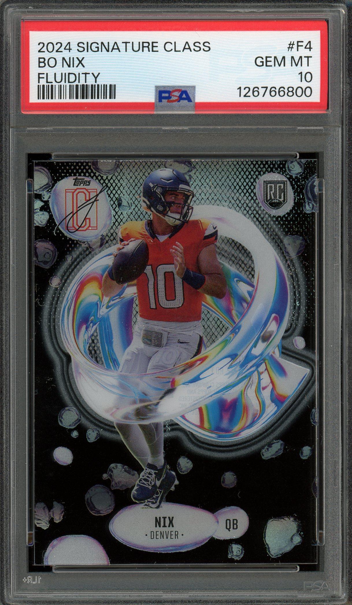 bo nix graded rookie card 2024 Panini Phoenix Color Blast Bo Nix SSP PSA 10 GEM