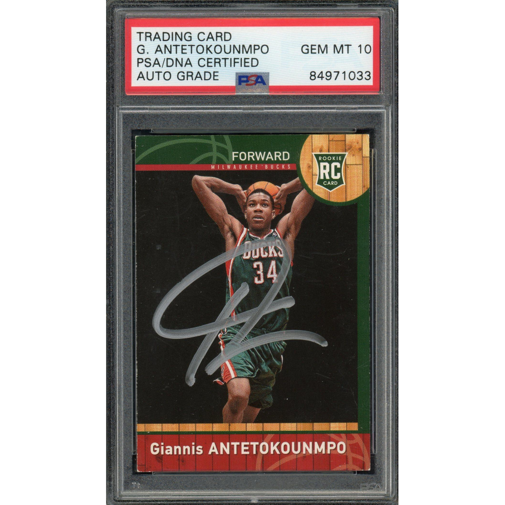 Giannis Antetokounmpo Signed 2013 Panini Rookie Card PSA w/10 Auto