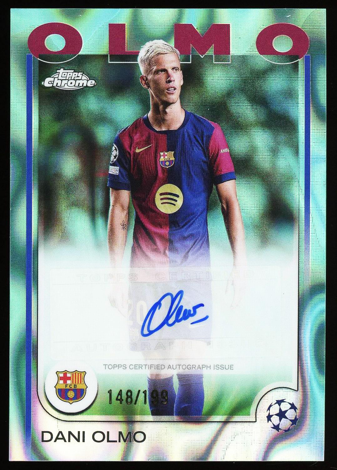 Dani Olmo 2025 Topps Chrome Aqua Autograph Card 148/199! | Auction