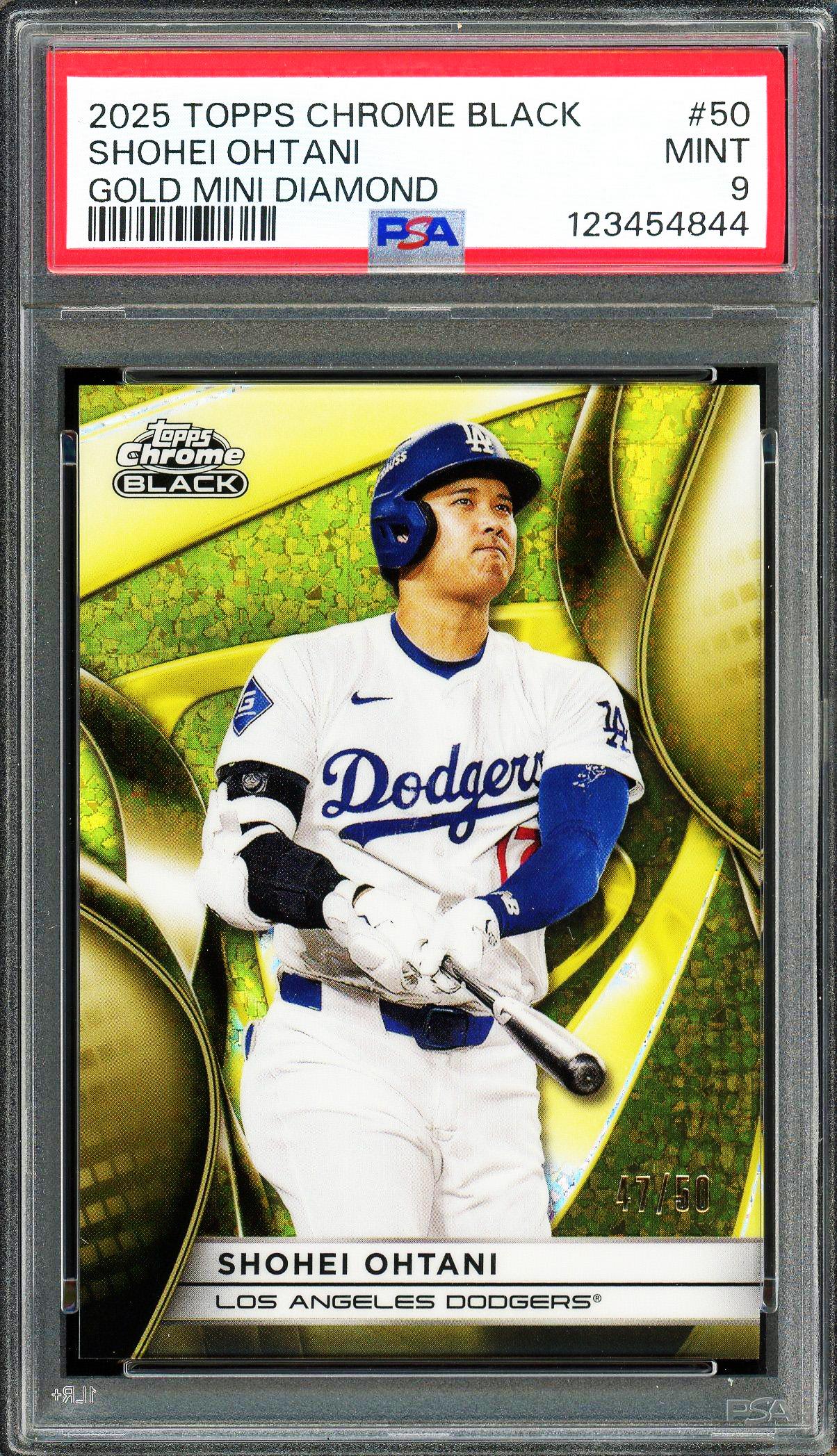 Shohei Ohtani 2025 Topps Chrome Black Gold Mini Diamond Card 47/50