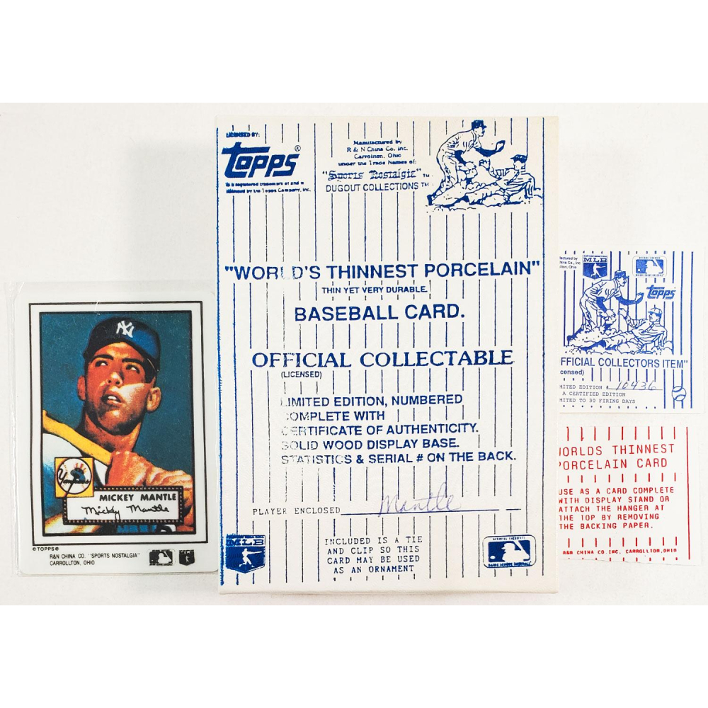 Mickey Mantle 1990s Topps Porcelain Card w/COA | Auction of Champions