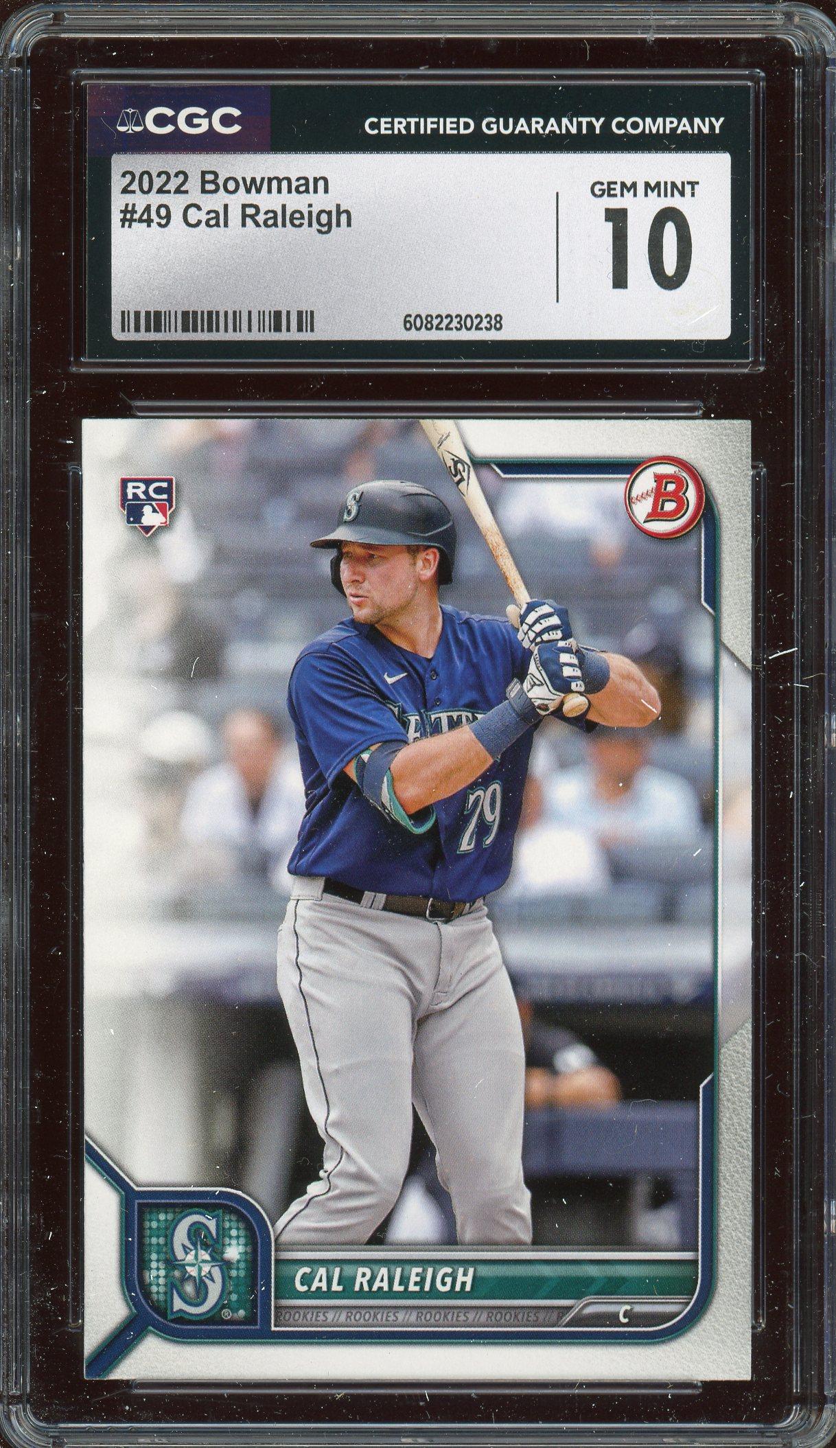 Cal Raleigh 2022 Bowman Rookie Card #49 CGC Gem Mint 10! | Auction of ...