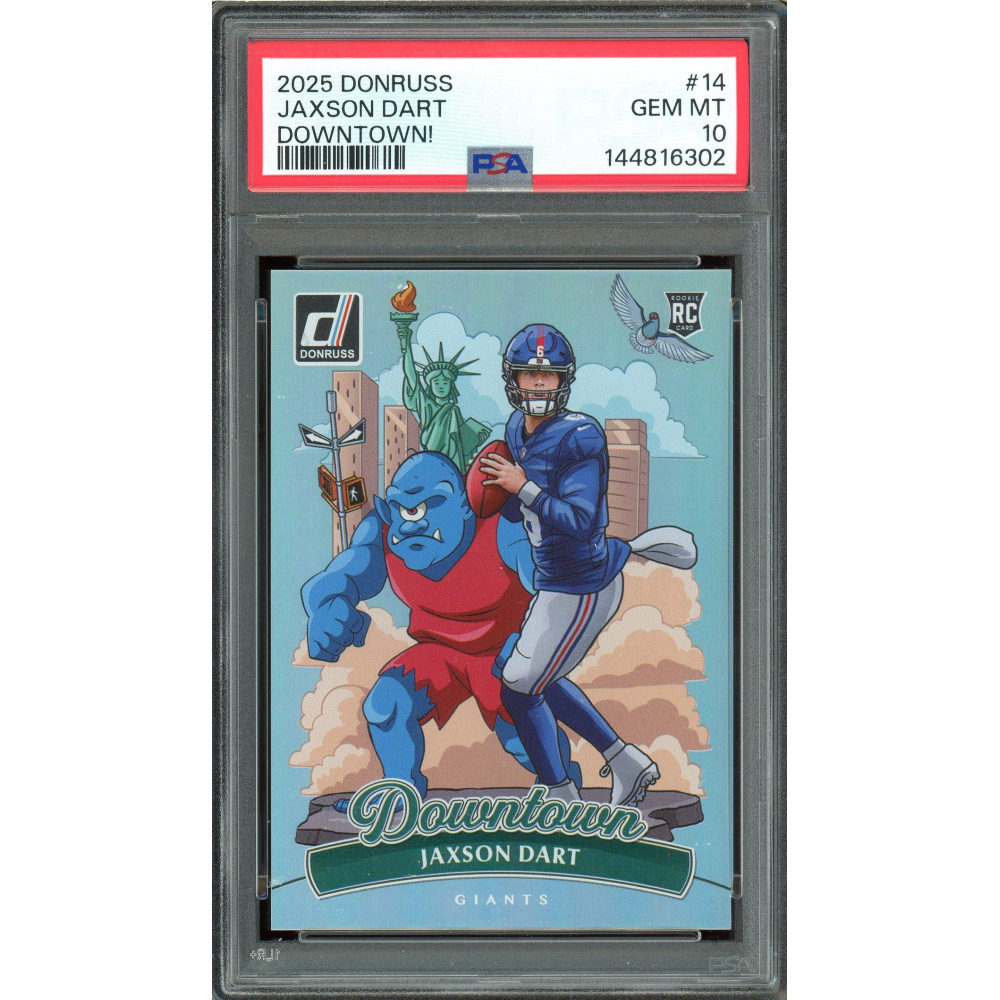 Jaxson Dart 2025 Panini Donruss Downtowns! Rookie Card #14 PSA Gem