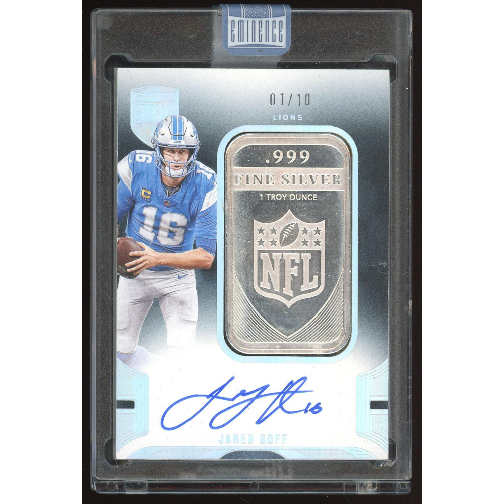 Jared Goff 2024 Panini Eminence 1 Troy Ounce Silver Auto Card /10